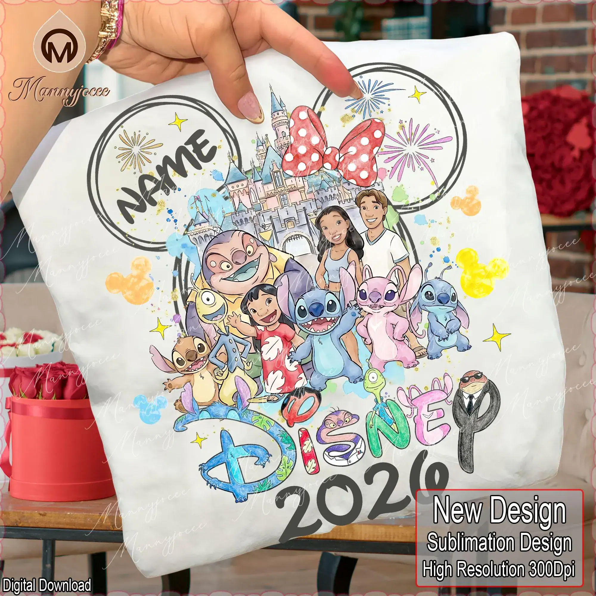 Custom Name Blue Alien 2026 Shirt Design for Boys And Girls PNG, Mouse Head - Castle Clipart, Matching Vacation Outfits, Digital Download