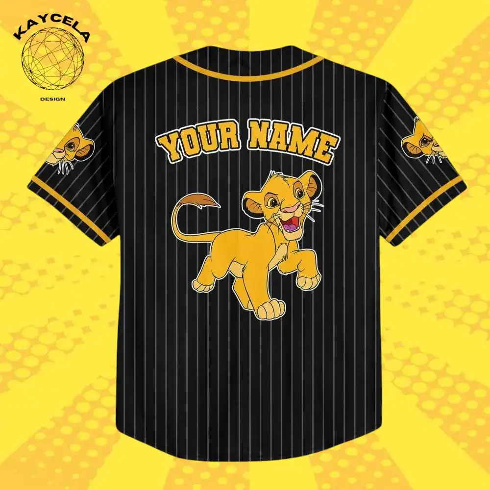 Personalized Disney The Lion King Simba Baseball Jersey, Striped Black Disneyland Team Jersey, Birthday Gift for Disney Fans - Image 3