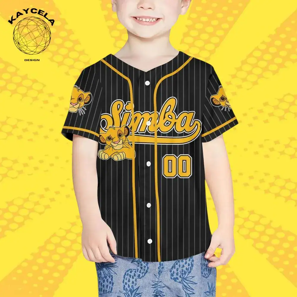 Personalized Disney The Lion King Simba Baseball Jersey, Striped Black Disneyland Team Jersey, Birthday Gift for Disney Fans - Image 4