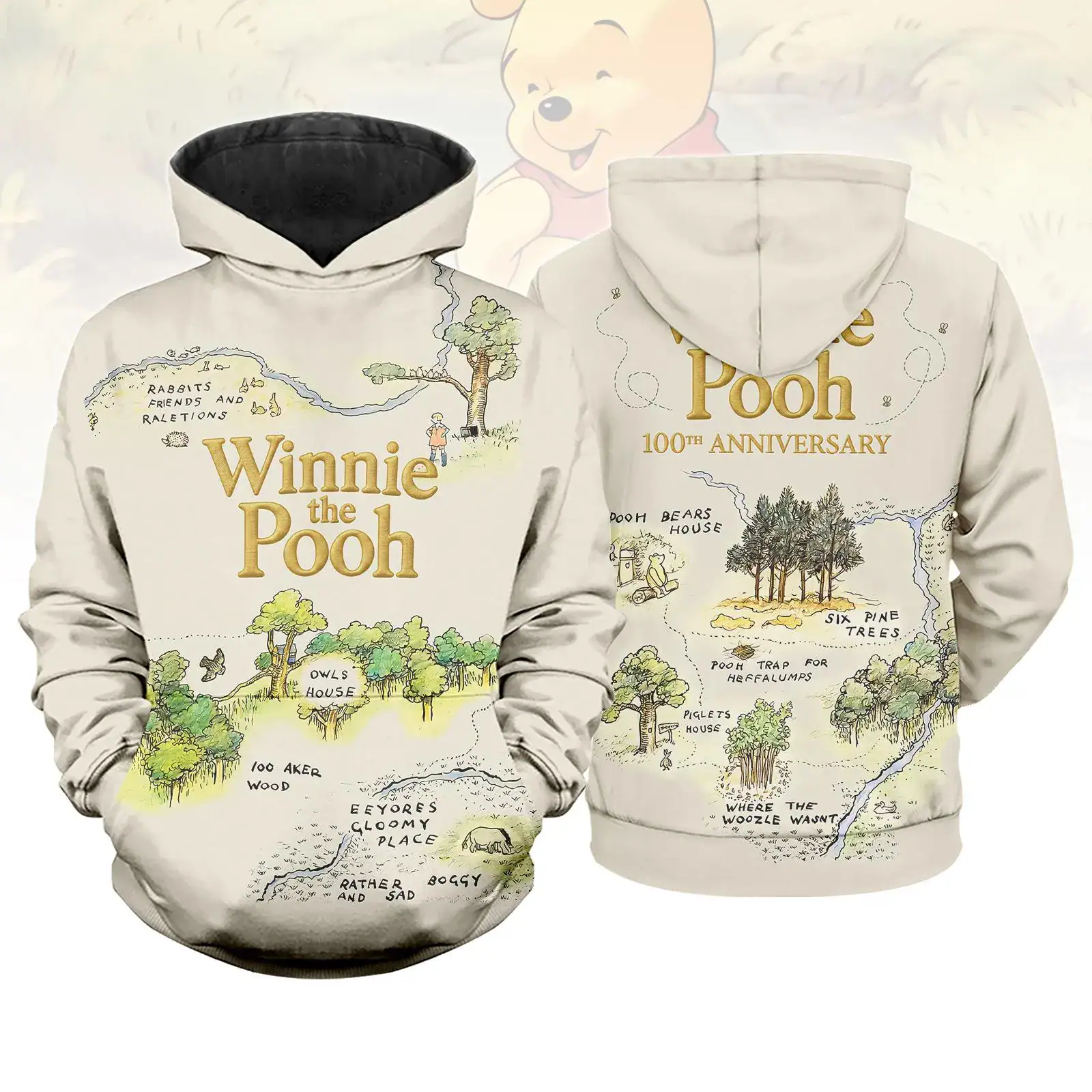 Winnie The Pooh 100th Anniversary Shirt, Pooh Bear Sweatshirt, Disney 100 Years Hoodie Men, Hoodie Gifts For Fans