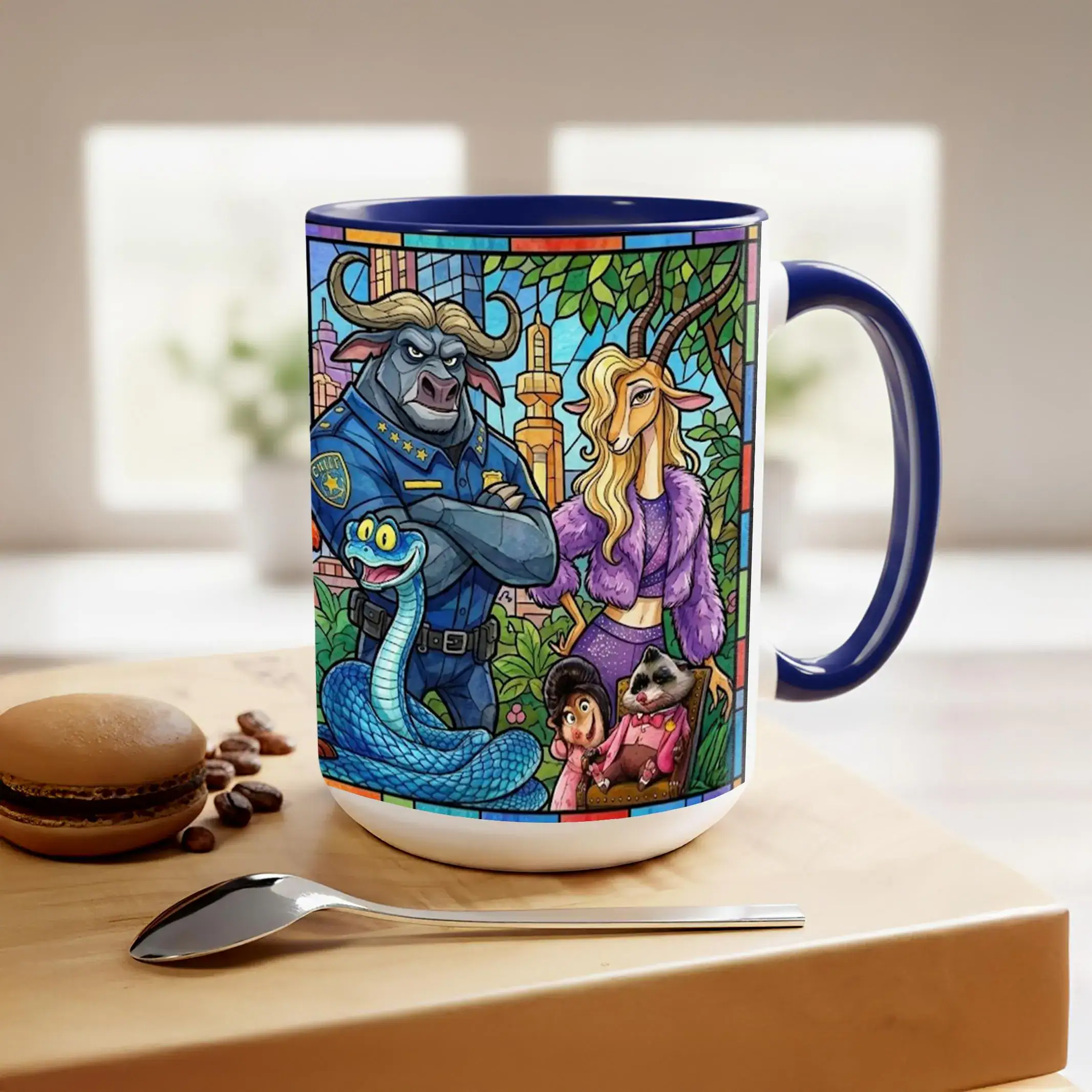 Zootopia Stained Glass Style Mug, Whimsical Animal Illustration, Cartoon Character Coffee Mug, Decorative Drinkware, Gift for Fans - Image 6