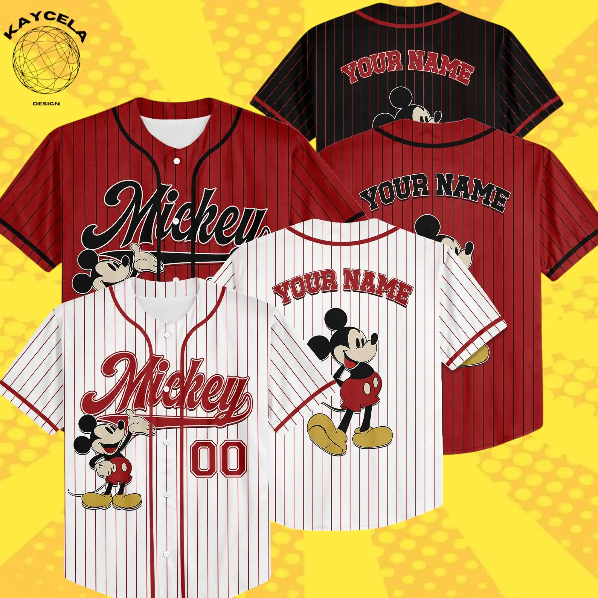 Personalized Mickey Classic Baseball Jersey | Disney Baseball Jerseys for Kids Youth Adults | Mickey and Friends Disneyland Gift