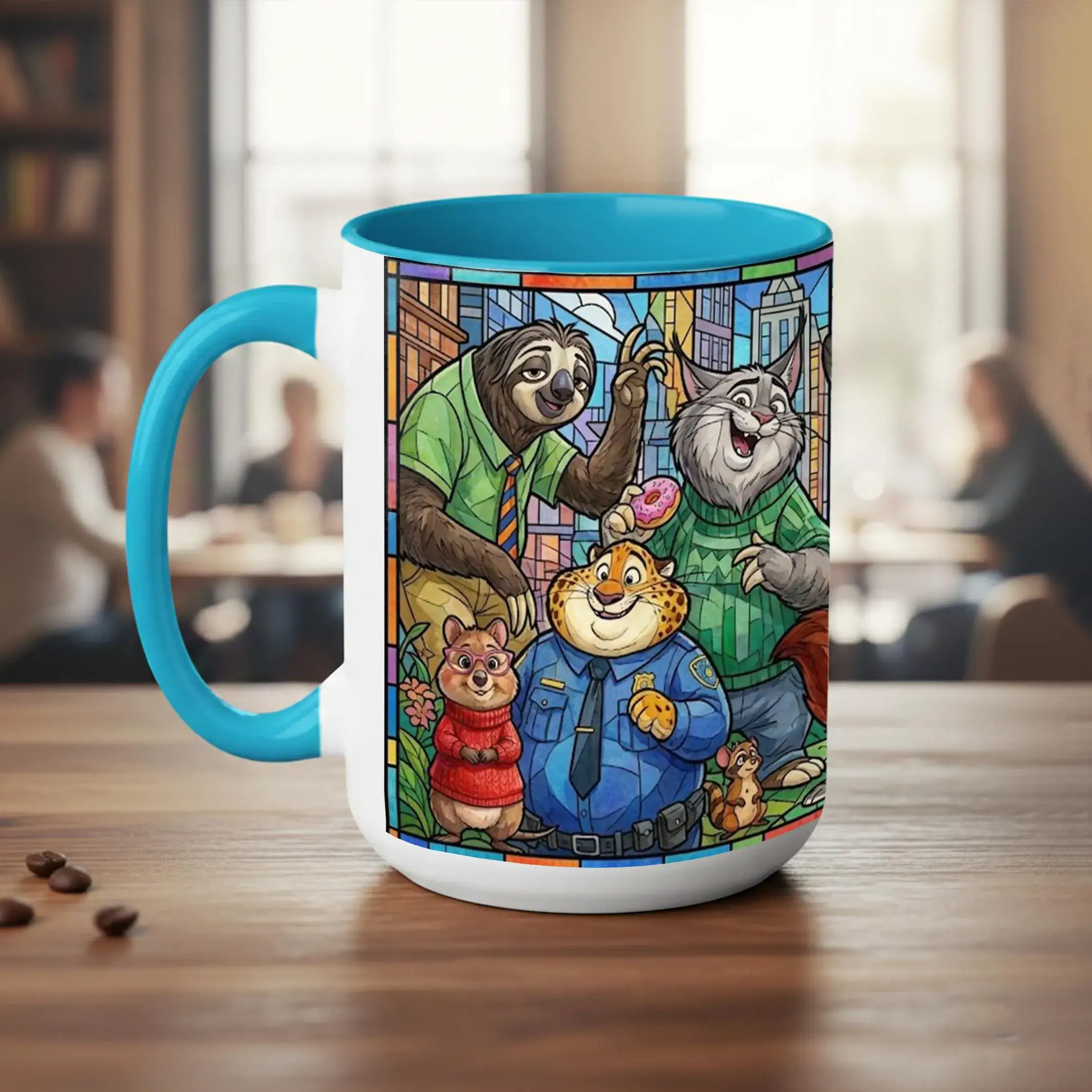 Zootopia Stained Glass Style Mug, Whimsical Animal Illustration, Cartoon Character Coffee Mug, Decorative Drinkware, Gift for Fans - Image 5
