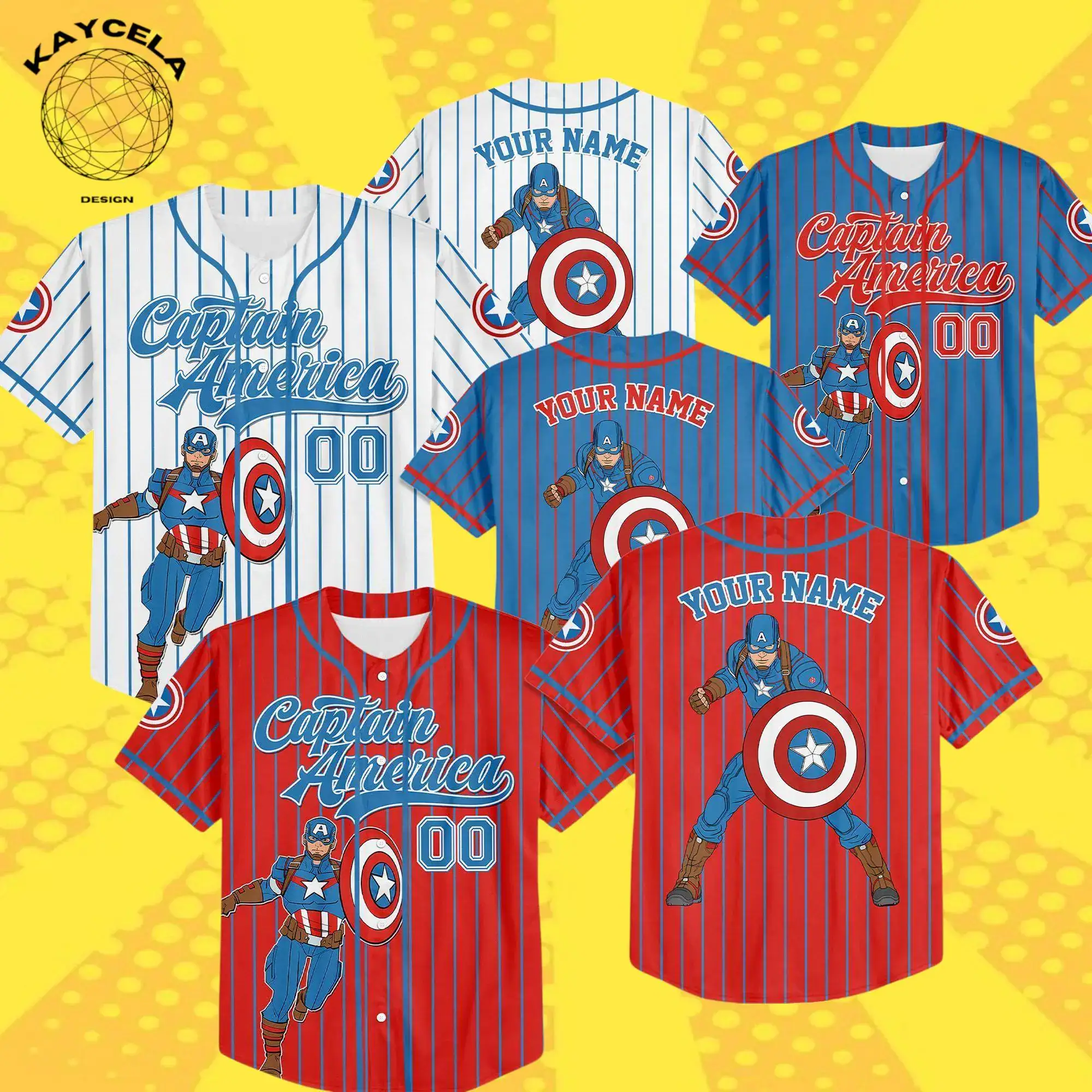 Personalized Disney Marvel Captain America Baseball Jersey | Superhero Baseball Team Shirt | Kid Youth Adult Marvel Family | Birthday Gift