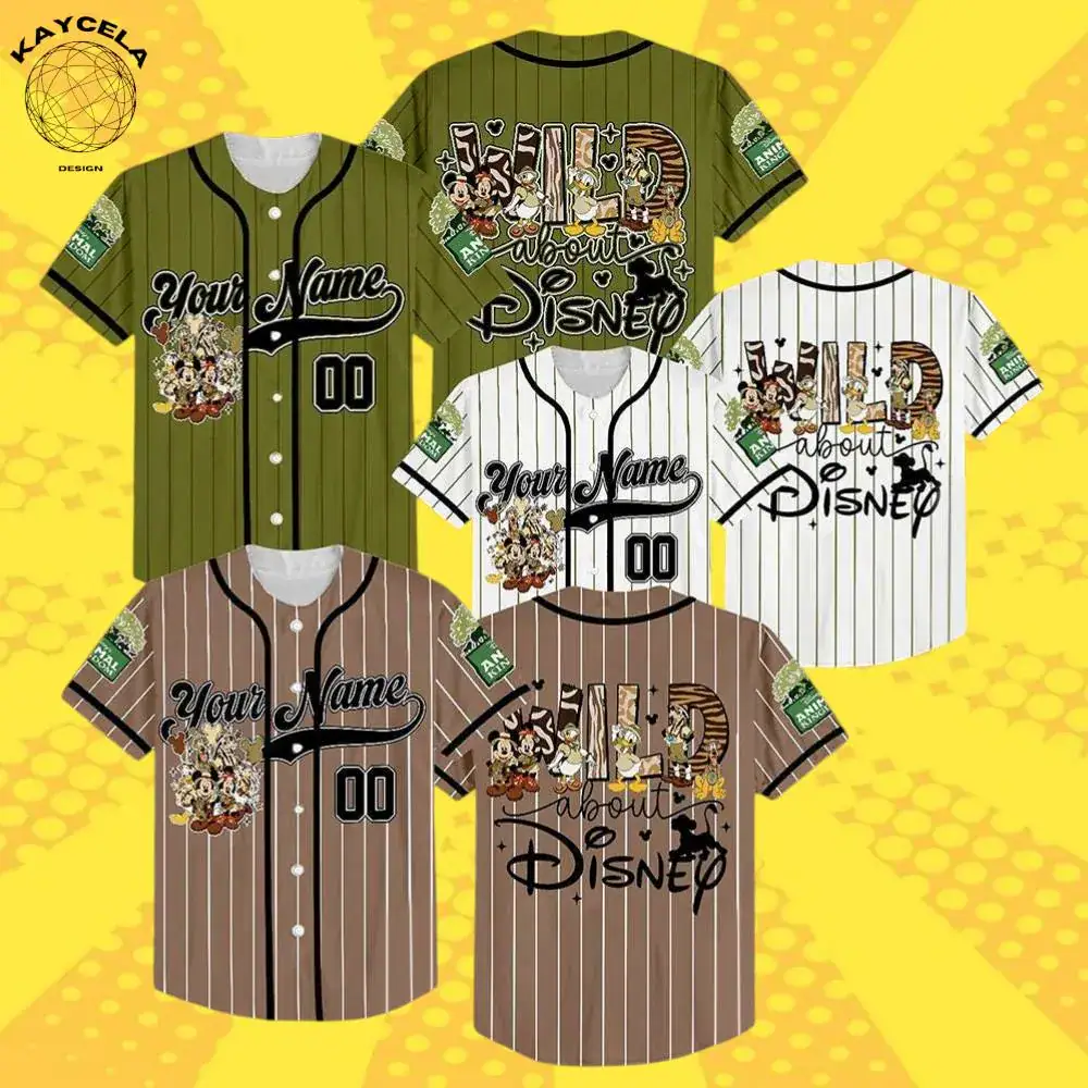 Personalized Mickey Mouse Safari Baseball Jersey | Custom Animal Kingdom Mickey & Friends Shirt | Disneyland Family Trip Outfit