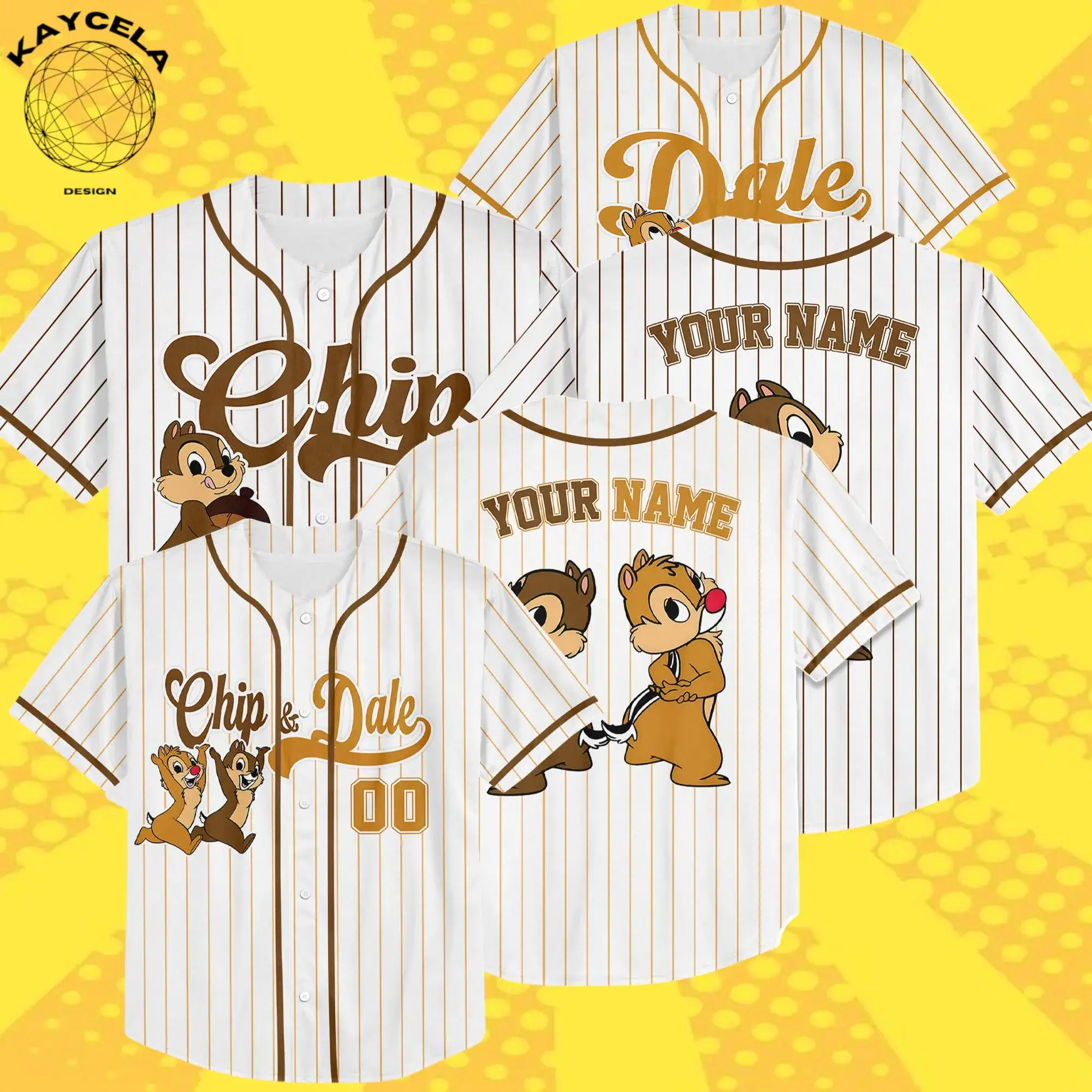 Personalized Disney Chip and Dale Baseball Jersey, Custom Name Cartoon Game Day Shirt | Kid Adult Disney Baseball Team Outfit, Birthday Gift