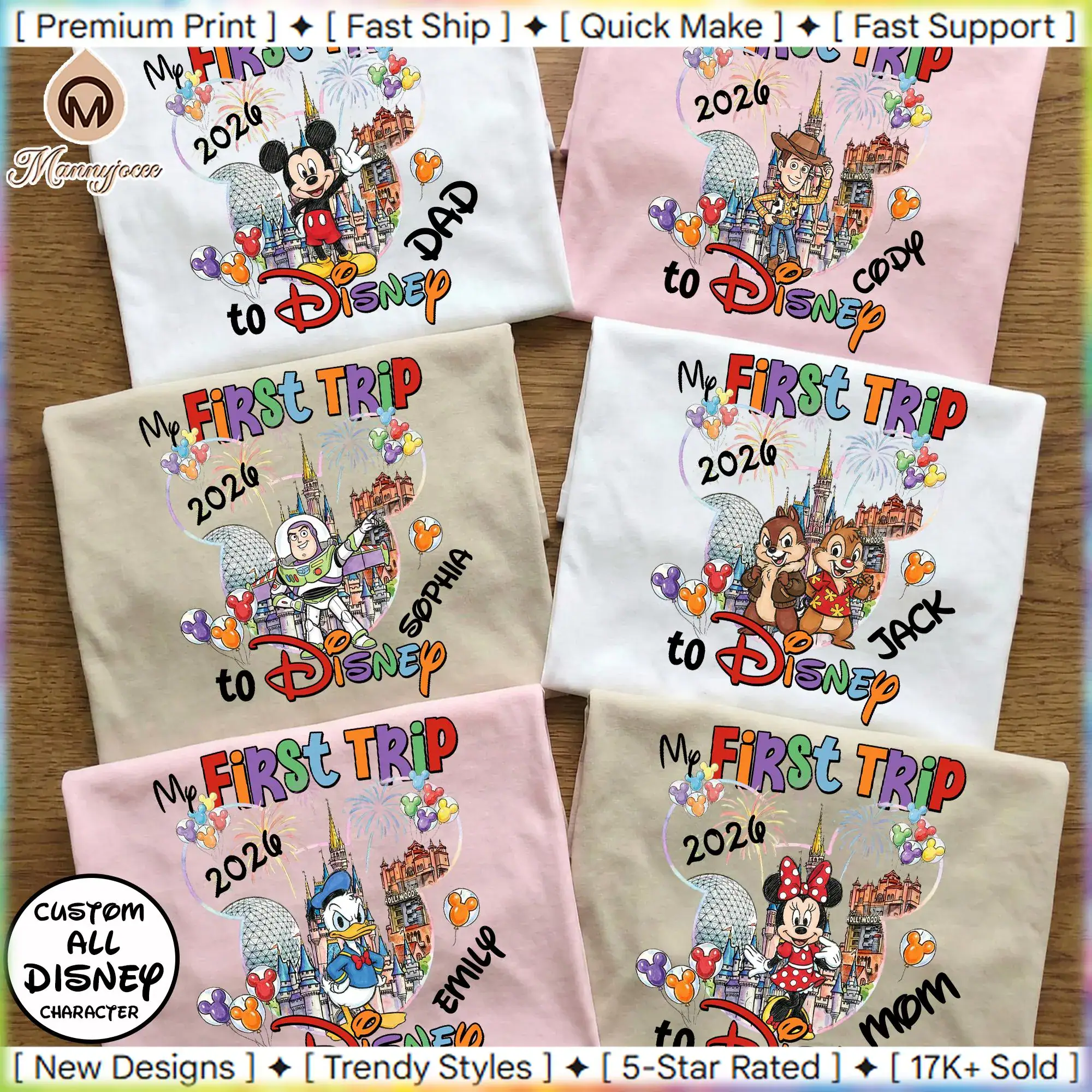 My First Trip DN World 2026 Shirt, Custom Name, Family Vacation Tee, DN World Castle Fireworks Shirt, Comfort Colors T-Shirt