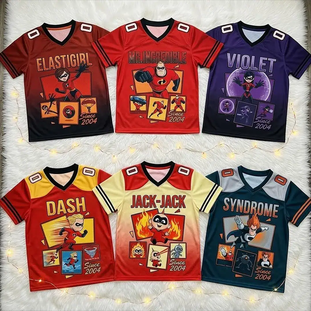Incredibles Football Jersey Custom Name, Pixar Incredibles Birthday Shirt, Dash Violet Jack Jack Family Matching Outfit Gift, Y2k Jersey