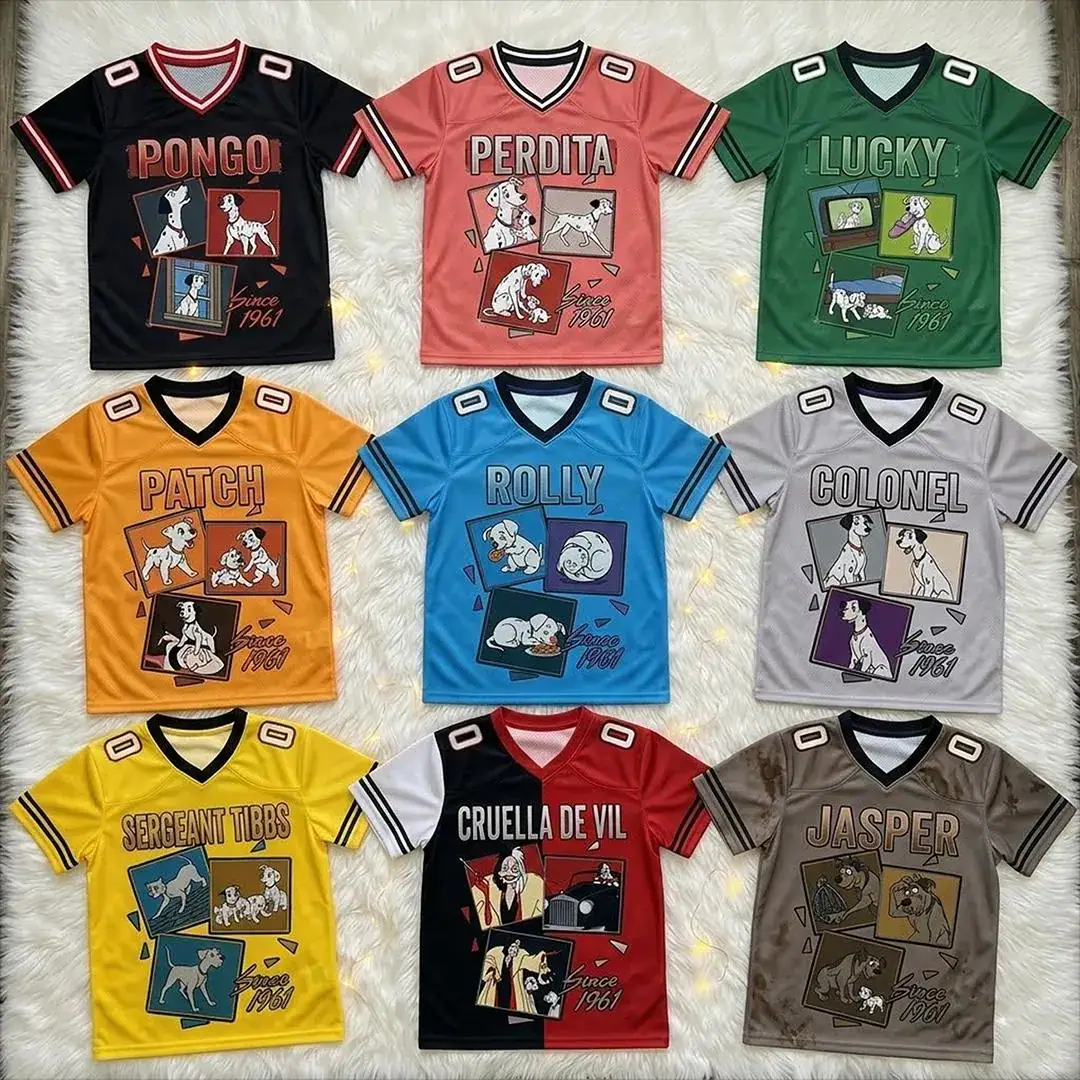 101 Dalmatians Football Jersey Custom Name, Dalmatian Birthday Shirt, Pongo Perdita Family Matching Outfit DN Gift, Y2k Jersey