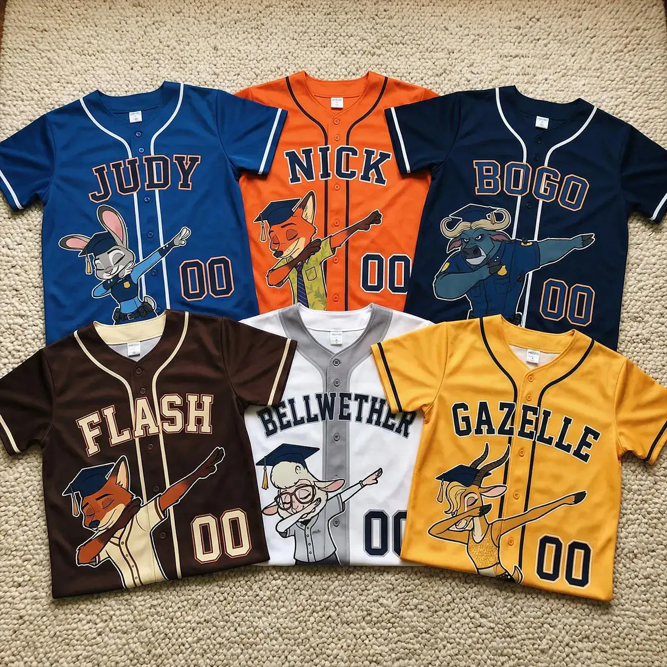 Zootopia Graduation Baseball Jersey Custom Name Kids Grad Shirt Judy Hopps Nick Wilde Personalized Gift Cartoon Grad Outfit USA, Y2k Jersey