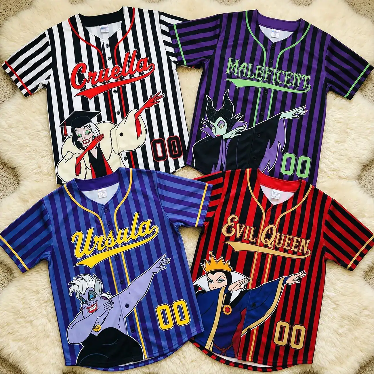 DN Villains Graduation Baseball Jersey, Cruella Maleficent Ursula Evil Queen Tees, Custom Name Girl Gift, Graduation Outfit, Y2k Jersey