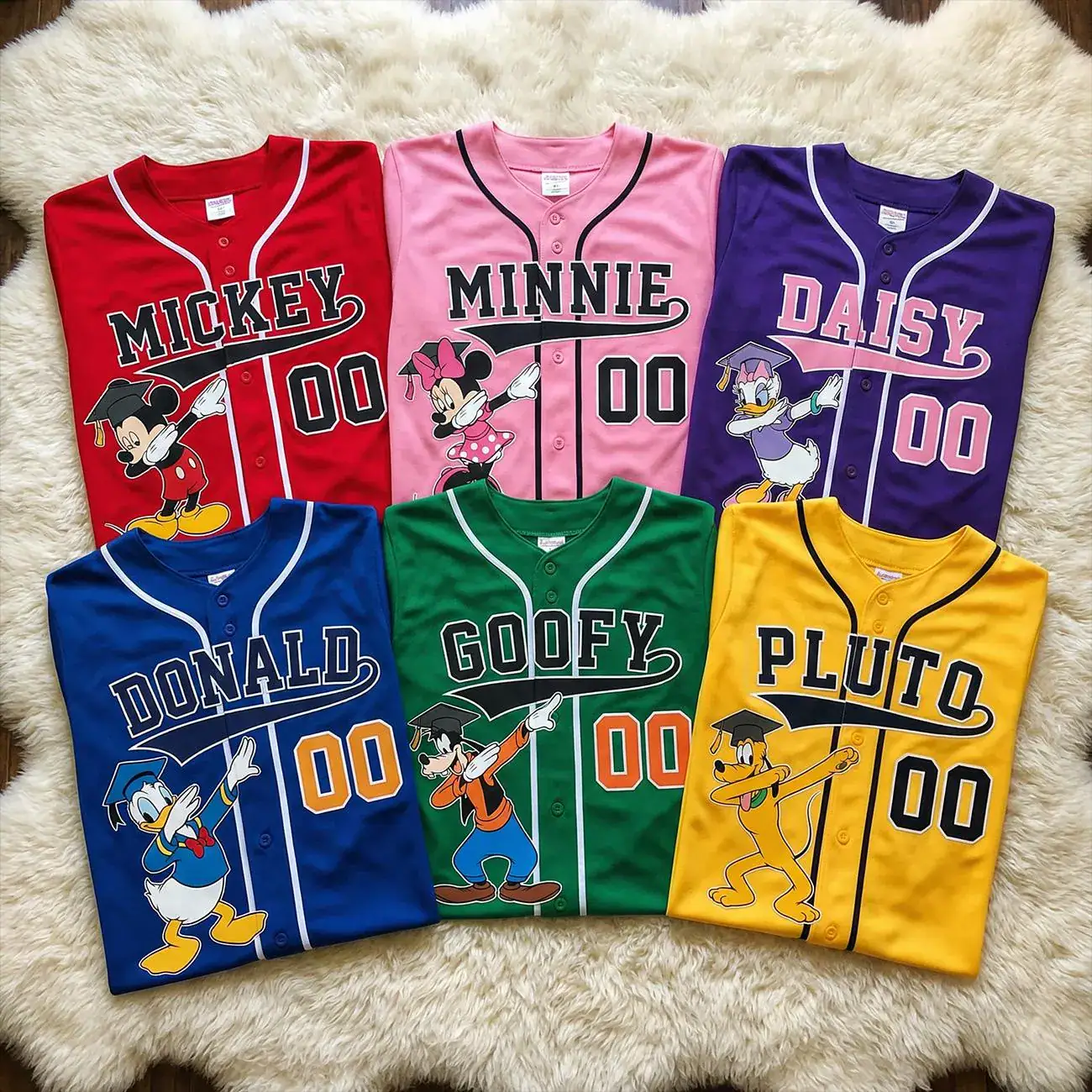 Custom Name DN Mickey Graduation Baseball Jersey, Minnie Donald Daisy Goofy Shirt, Kids Gift, Boy Girl Graduation Outfit, Y2k Jersey