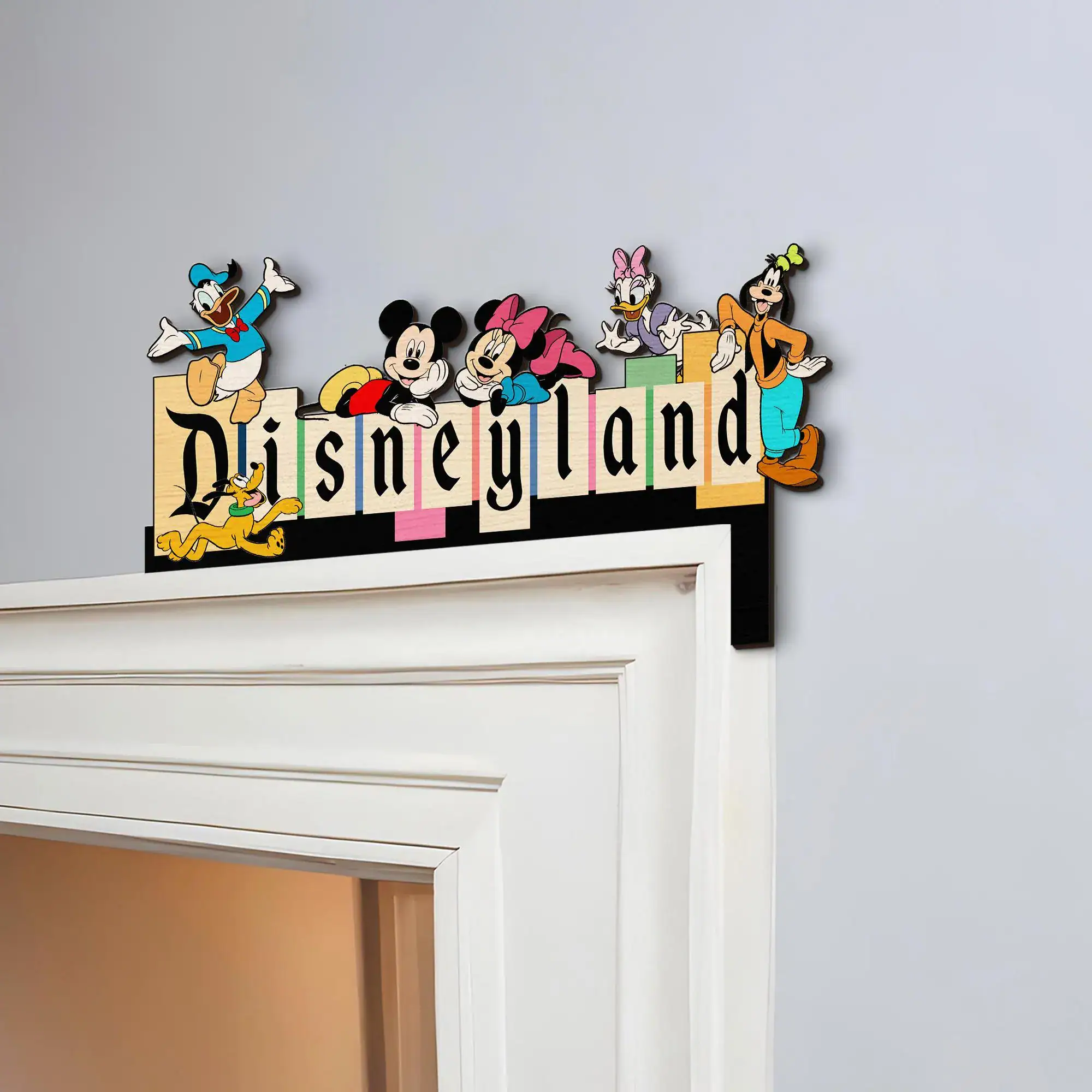 Disney Mickey & Donald Wooden Corner Sign, Kids Door Topper, Mickey Mouse Nursery Decor, Cartoon Room Wall Art, Personalized Gif - Image 3