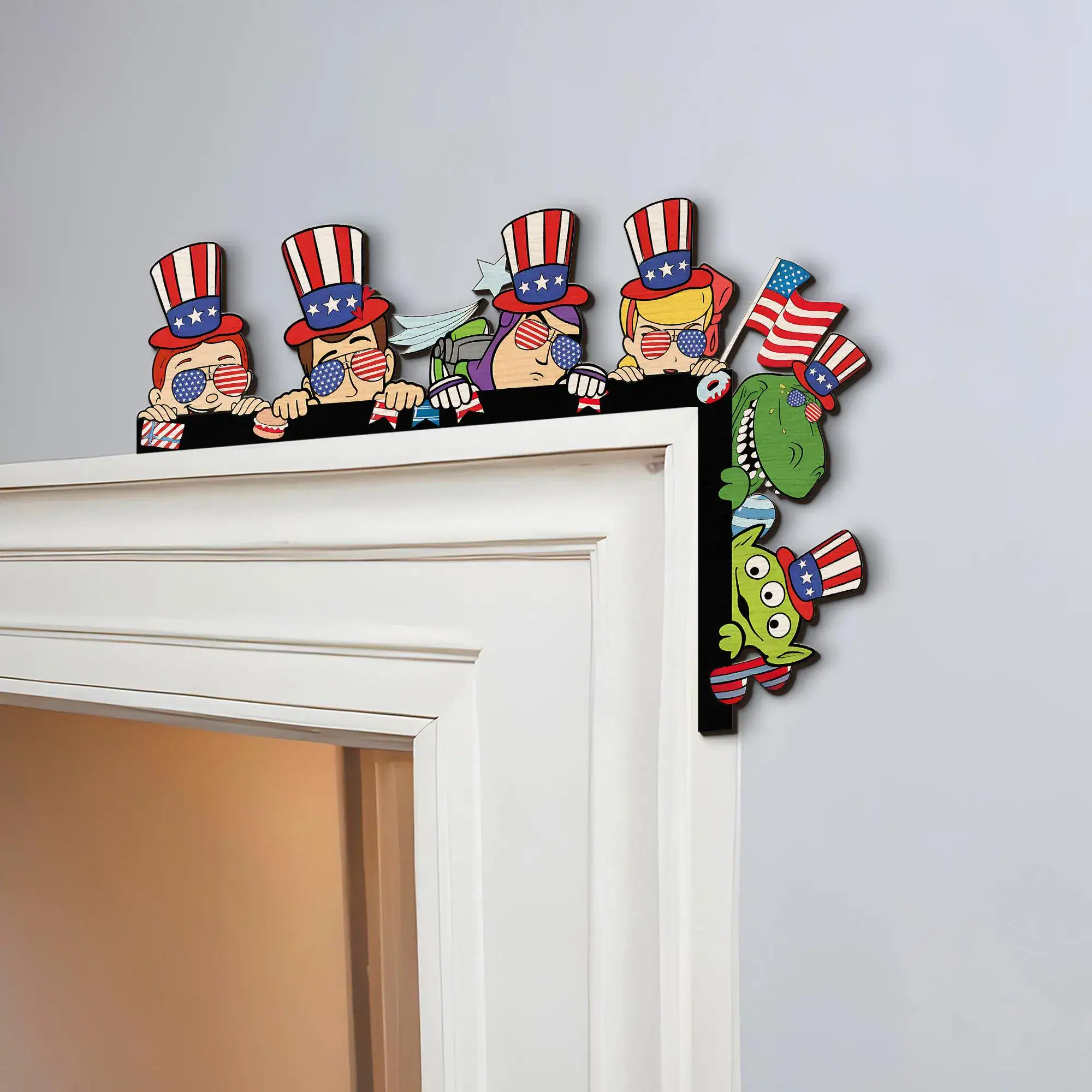 Toy Story 4th of July Wooden Corner Sign, Kids Door Topper, Patriotic Nursery Decor, Pixar Wall Art, Personalized Gift - Image 3