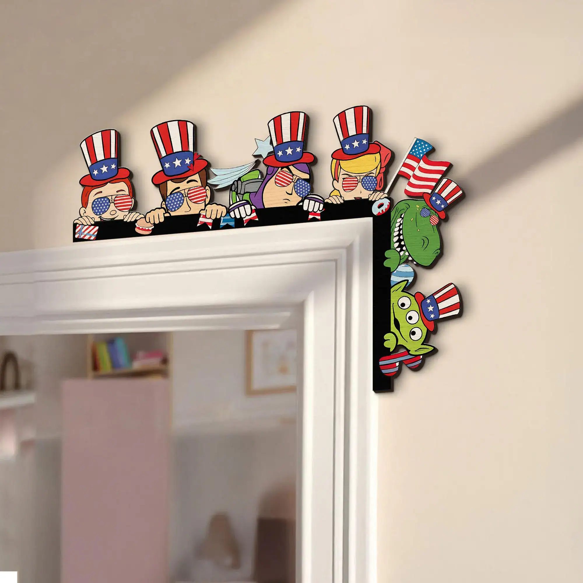 Toy Story 4th of July Wooden Corner Sign, Kids Door Topper, Patriotic Nursery Decor, Pixar Wall Art, Personalized Gift - Image 4