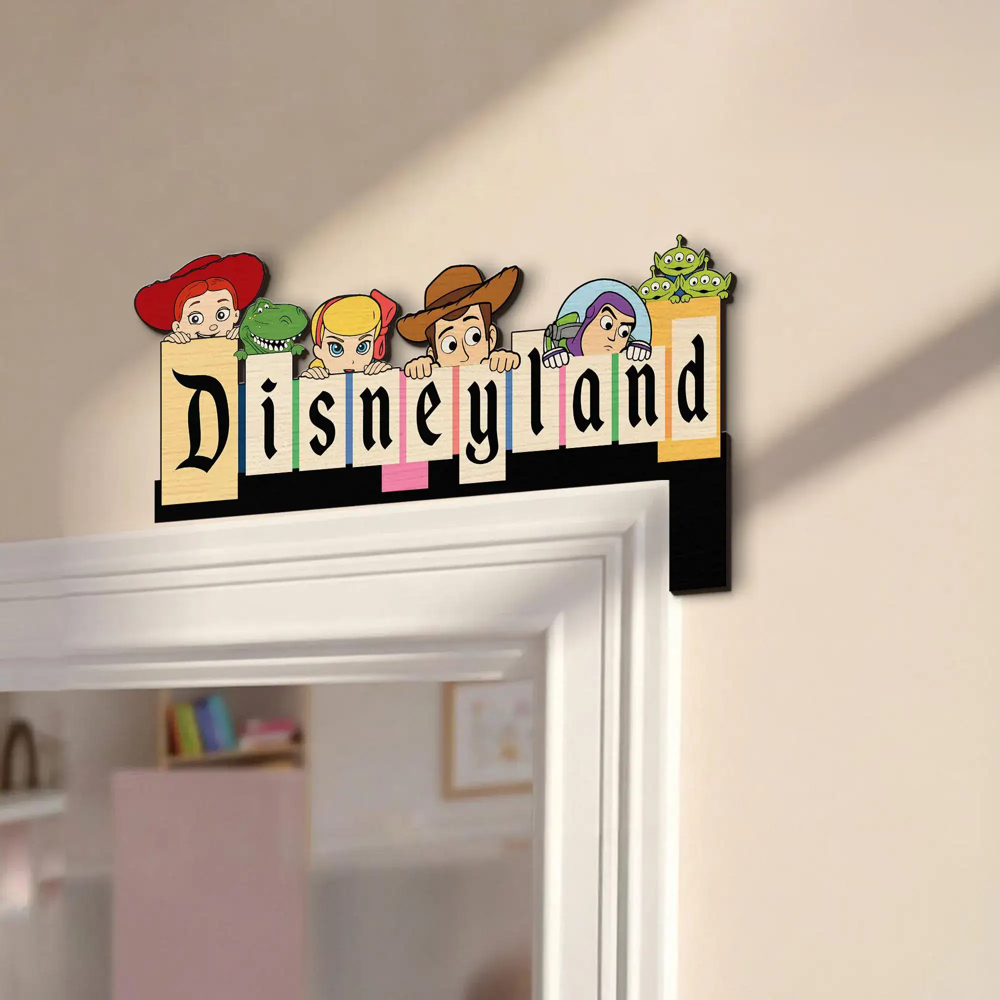 Disney Toy Story Wooden Corner Sign, Kids Door Topper, Pixar Nursery Decor, Woody Buzz Room Wall Art, Custom Personalized Gift - Image 4