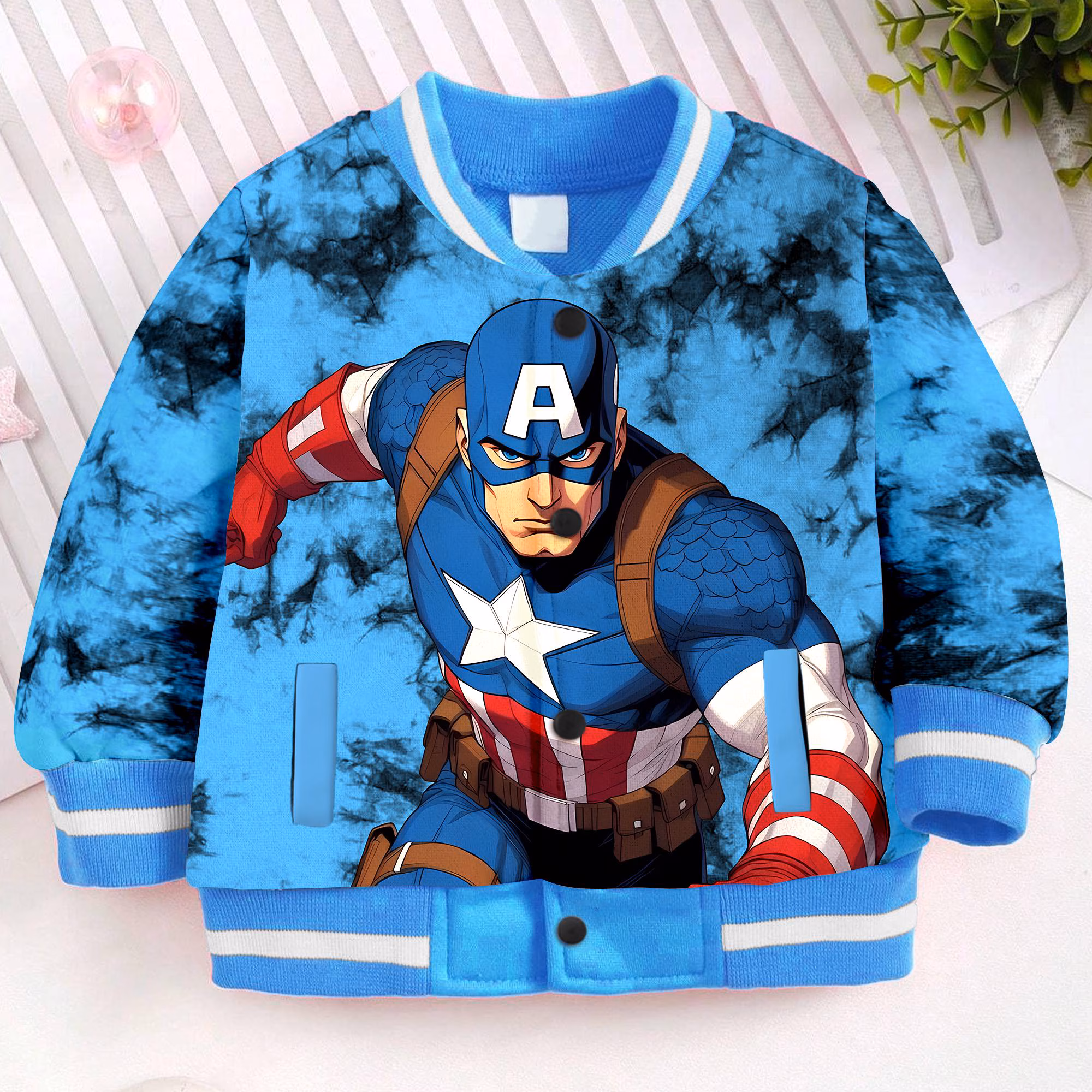 MV Captain America Baseball Jacket, Unisex Varsity Baseball Jacket, Summer Vacation