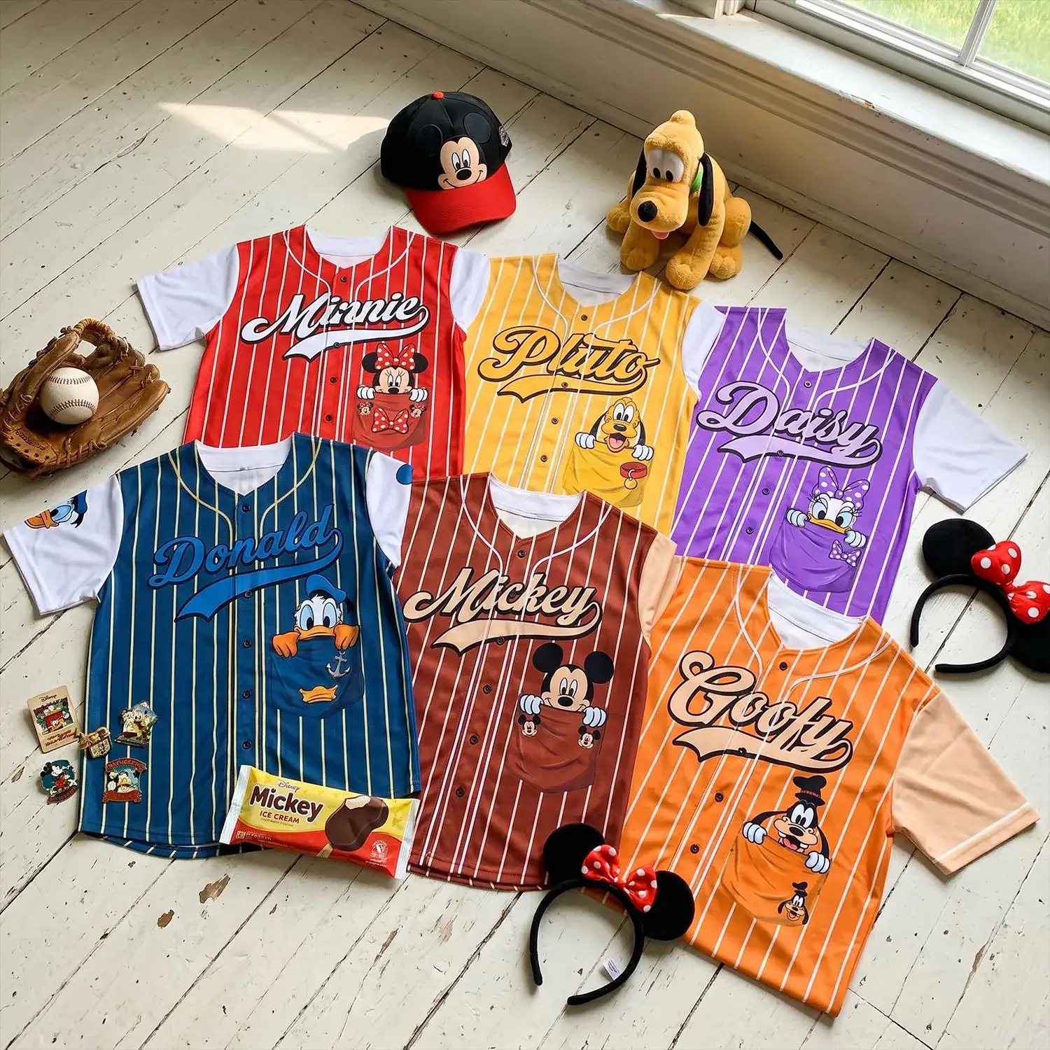 Mickey Mouse Baseball Jersey, DN Mickey Minnie Donald Goofy Shirt, Cartoon Character Jersey, DN Gift for Kids Fans