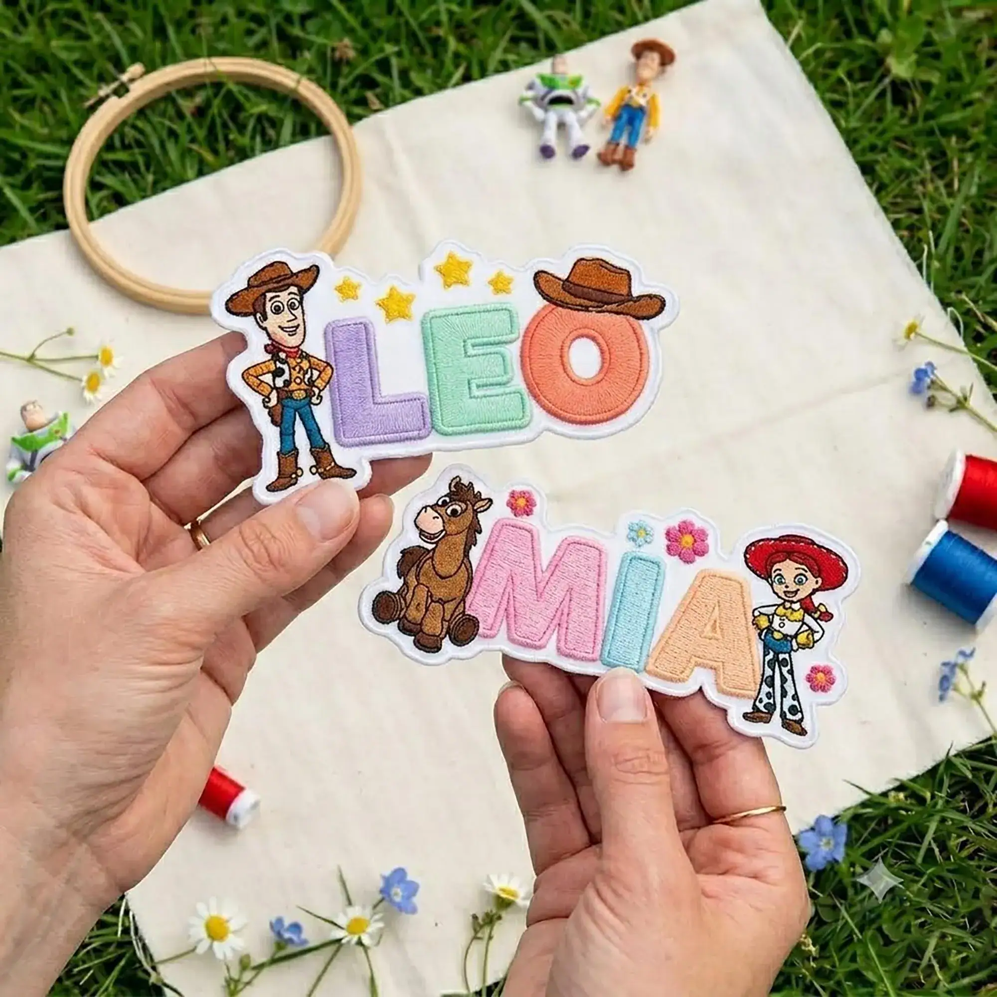Personalized Custom Name Toy Cartoon Embroidered Patches, Magical Land Iron On Patch, Gift For Kids, DIY Backpack Sew On Hook & Loop