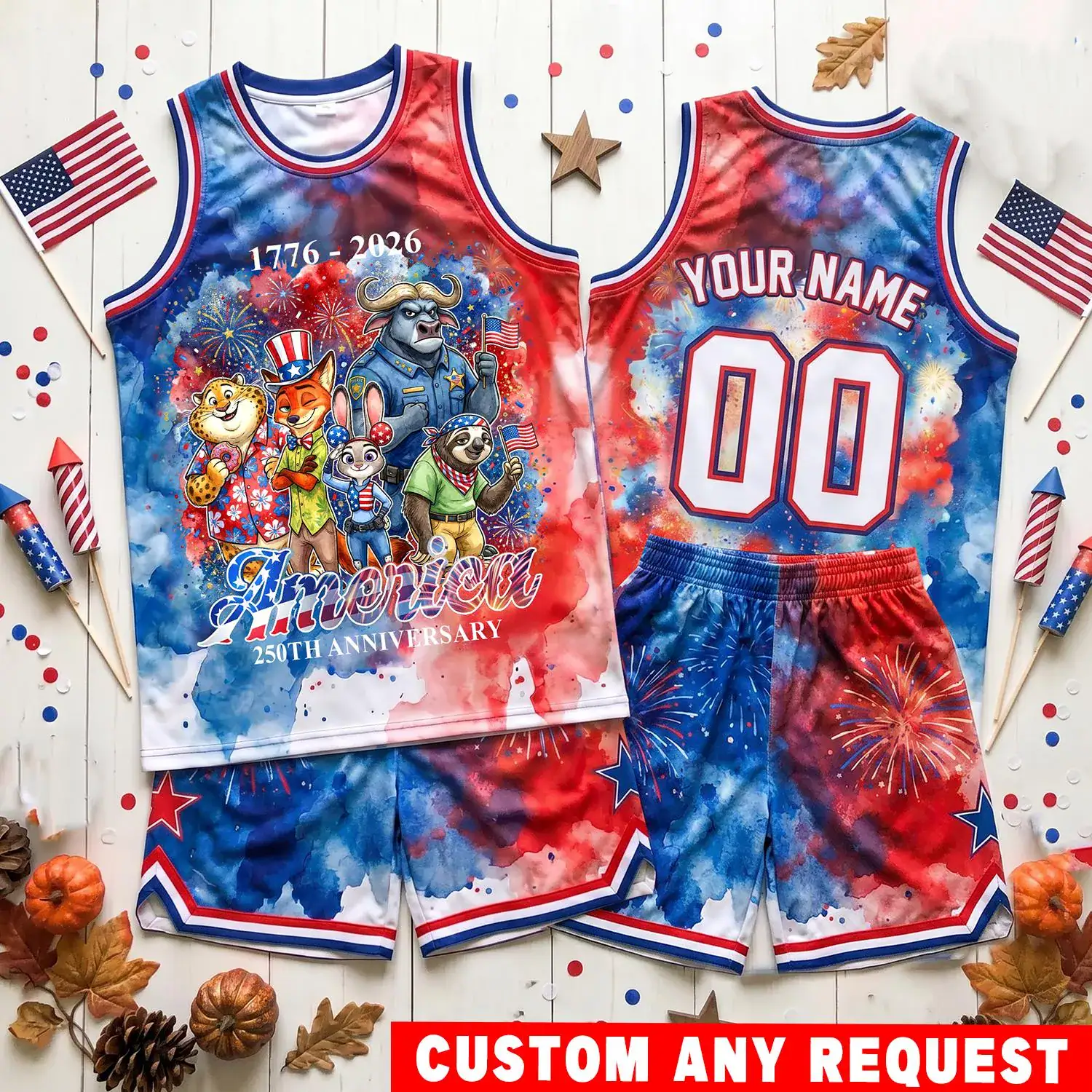Zootopia Jersey, DN Basketball 4th July 250 Jersey, America 1776-2026 Kids Outfit, Judy Hopps Shirt, Gift For Kid