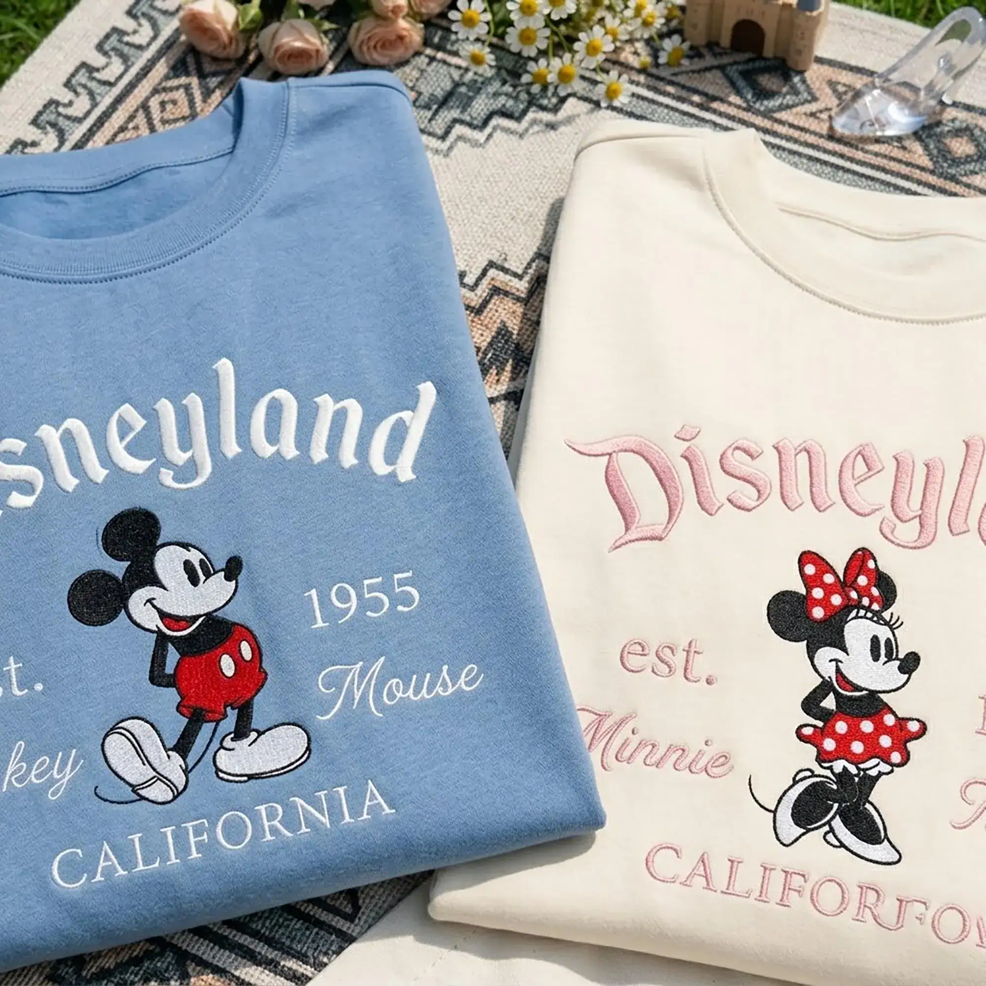 Embroidered Mouse Couple Matching Shirt,Custom Magical Land Shirt, Est. 1955 California, Girl Trip Tee, Family Matching Vacation - Image 3