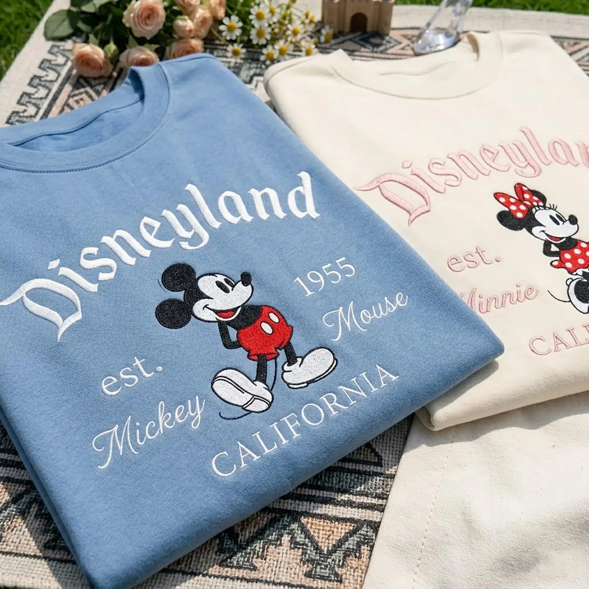 Embroidered Mouse Couple Matching Shirt,Custom Magical Land Shirt, Est. 1955 California, Girl Trip Tee, Family Matching Vacation - Image 2