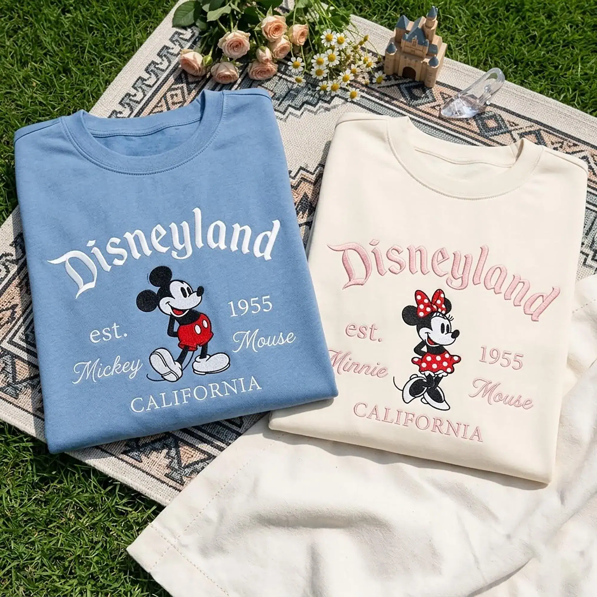 Embroidered Mouse Couple Matching Shirt,Custom Magical Land Shirt, Est. 1955 California, Girl Trip Tee, Family Matching Vacation