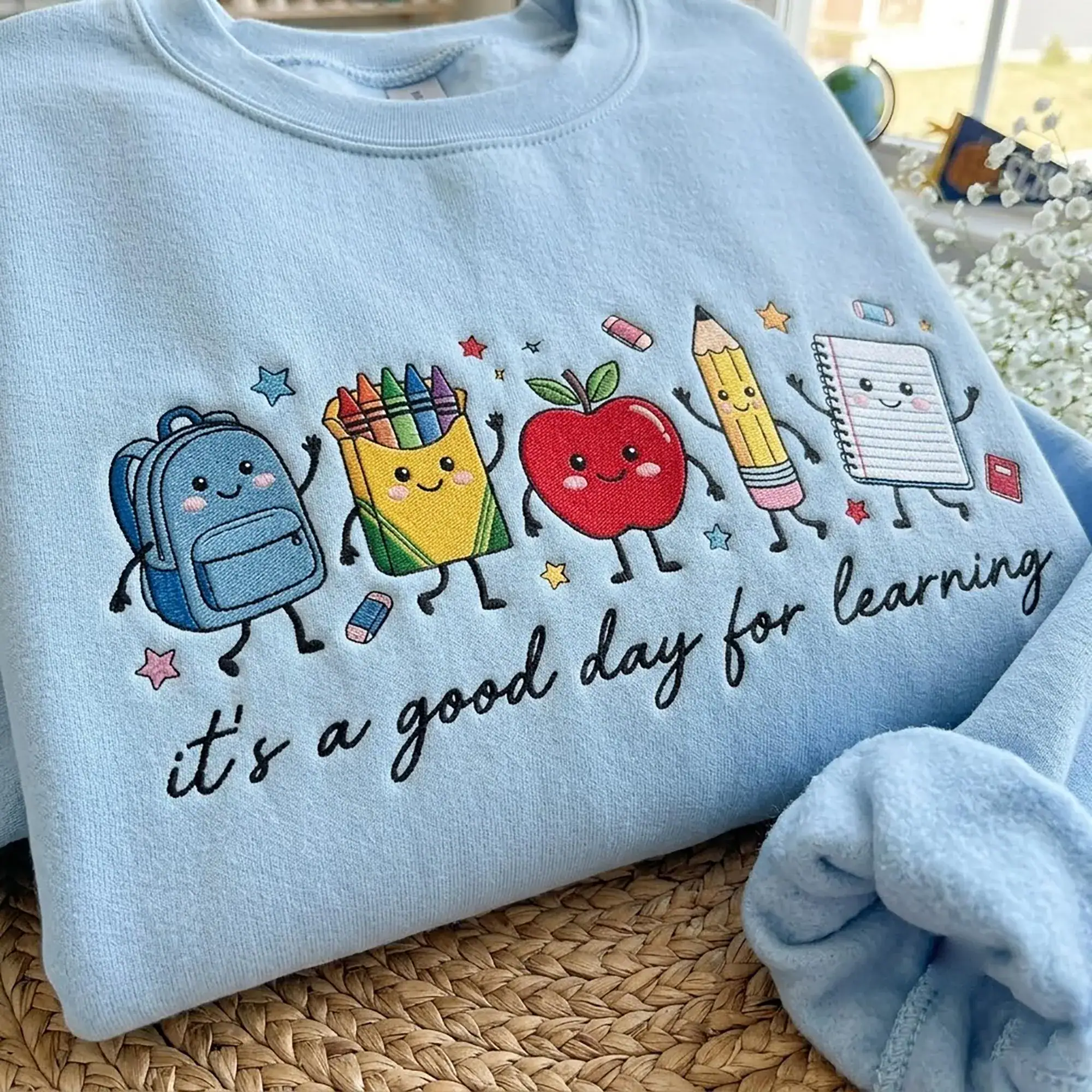 It's a Good Day for Learning Embroidered Sweatshirt, Elementary Teacher Shirt, Be Kind Teacher Tee, Teacher Life Gift, Back to School Gift