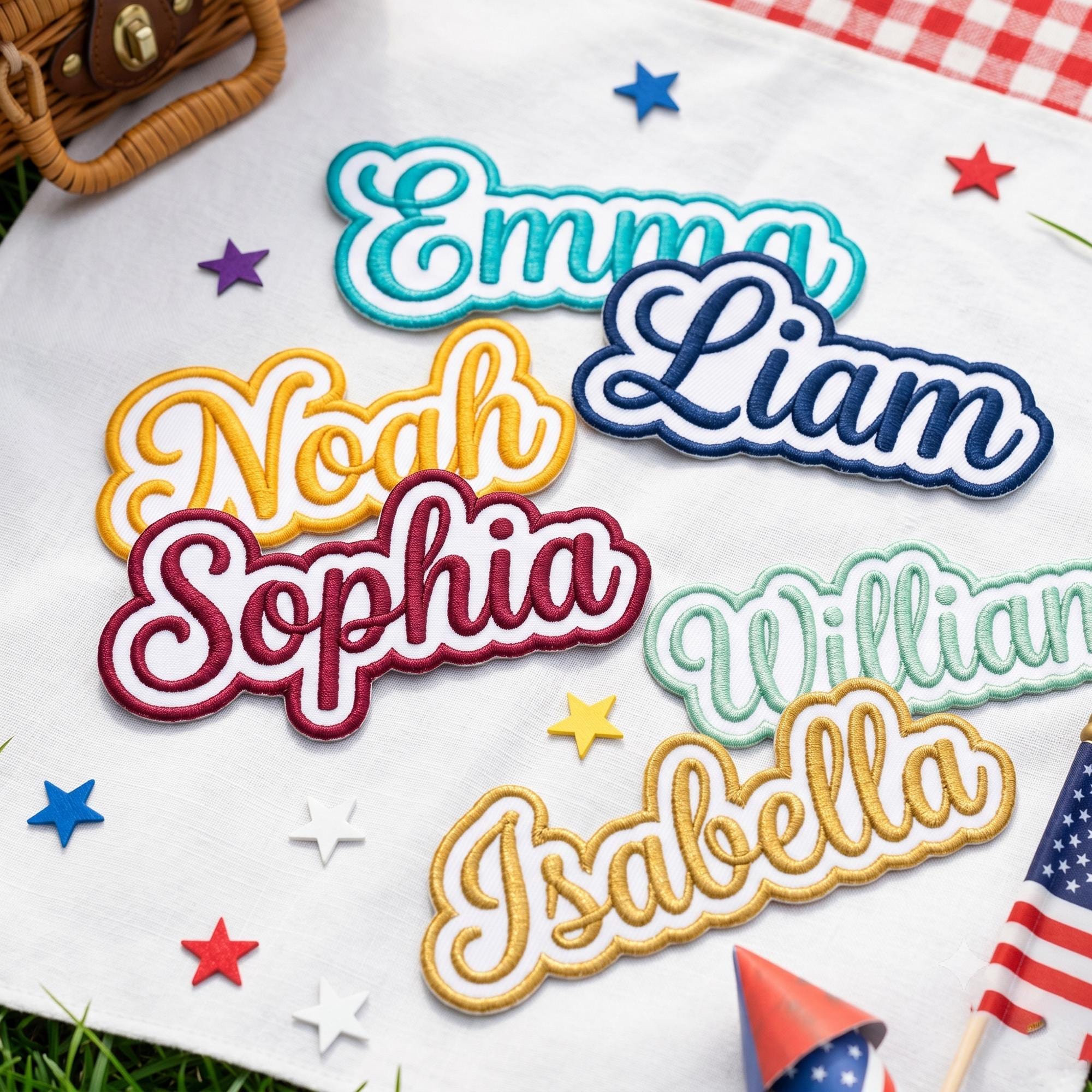Custom Embroidered Name Patch, Personalized Text Embroidered Stickers, Colorful Name Patch Iron-On, For Clothes, Uniforms, Bags