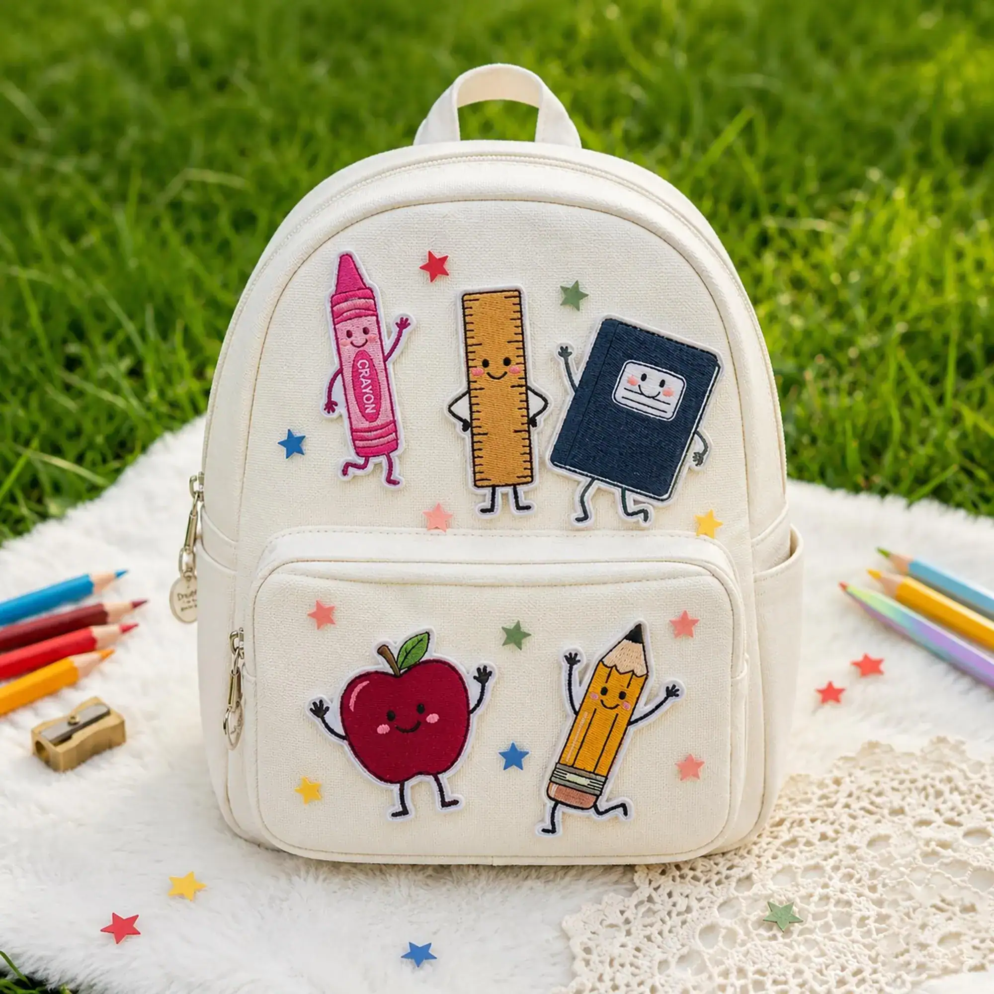 School Supplies Bundle Patch, Embroidered Iron-On Patches For Clothing Vest/Jacket Backpack, Teacher Appreciation, Back To School