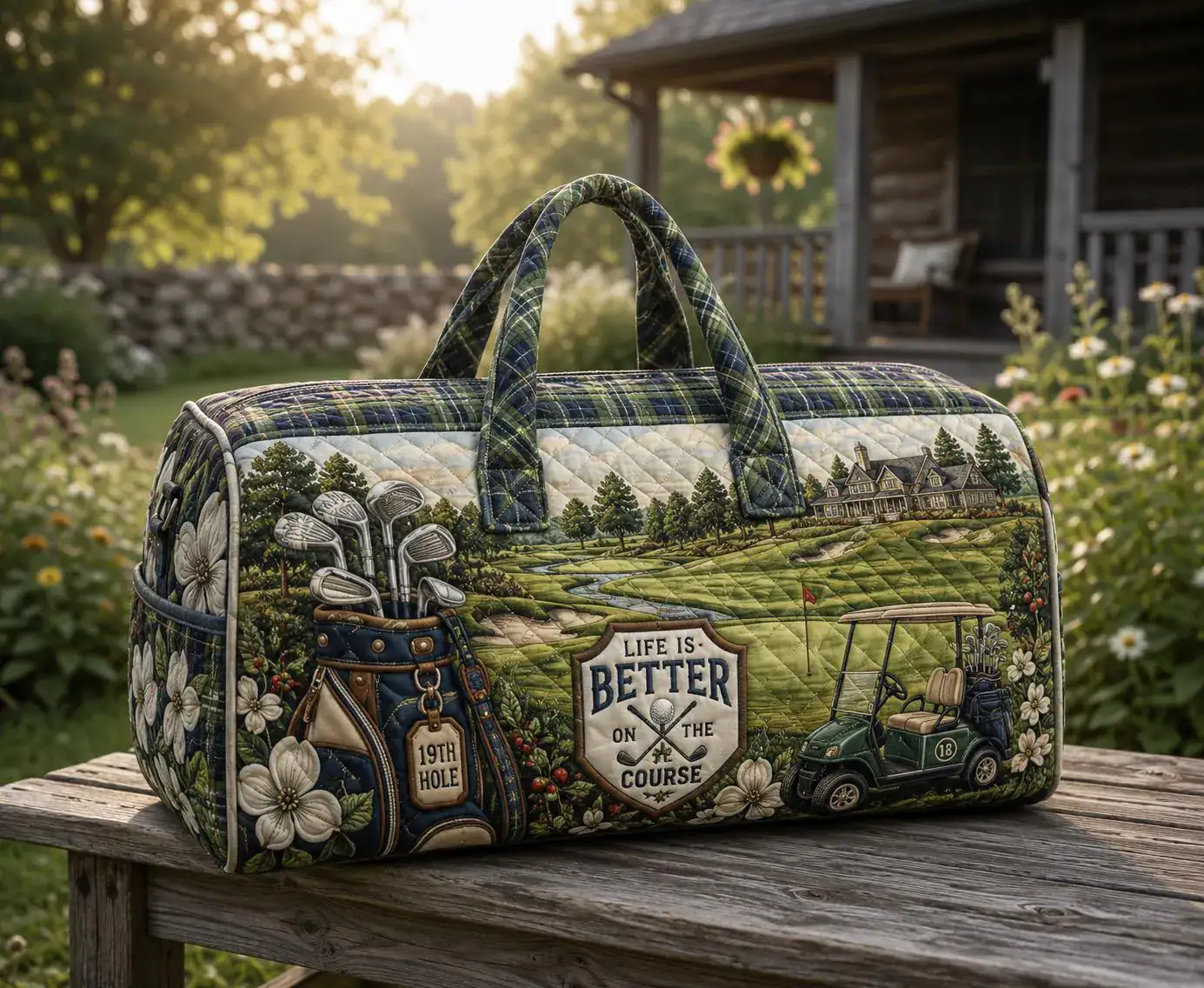 Golf Quilted Weekend Bag Golfer Travel Duffel Country Club Overnight Bag Golf Course Gift for Men and Women ORD-GTI05
