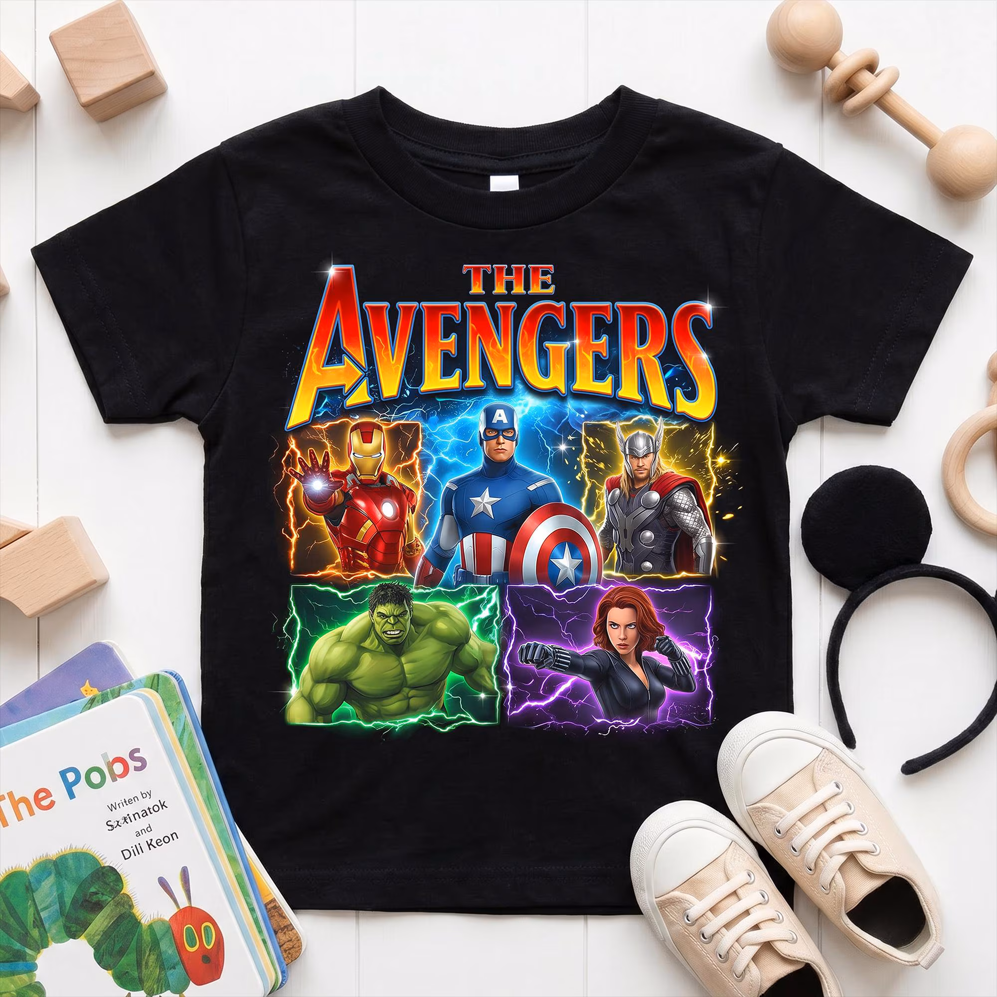 Avengers T-Shirt, Marvel Superhero Shirt, Iron Man Captain America Thor Hulk Black Widow Kids Tee, Gift for Kids Marvel Fan