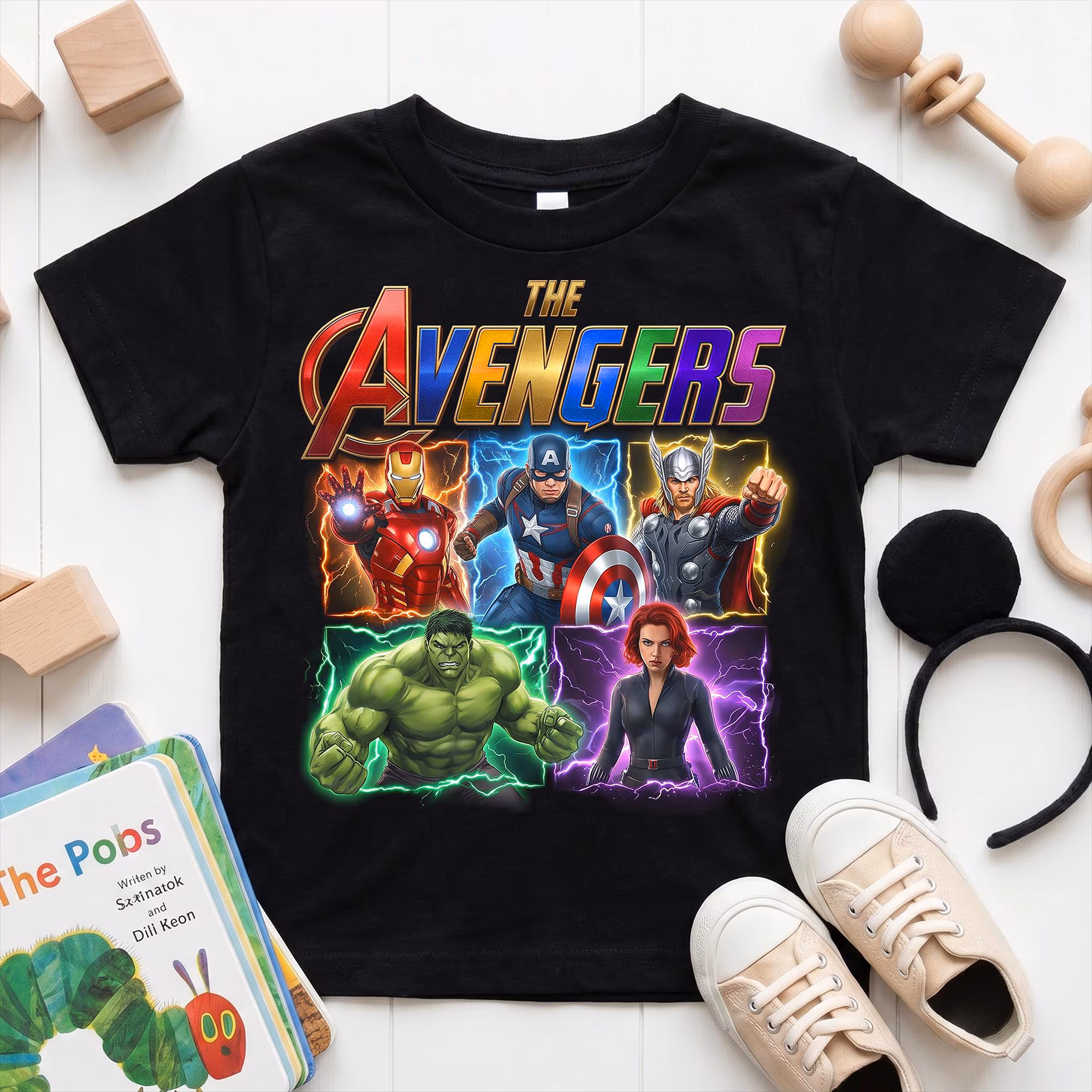Avengers T-Shirt, Marvel Superhero Shirt, Iron Man Captain America Thor Hulk Black Widow Kids Tee, Gift for Kids Marvel Fan