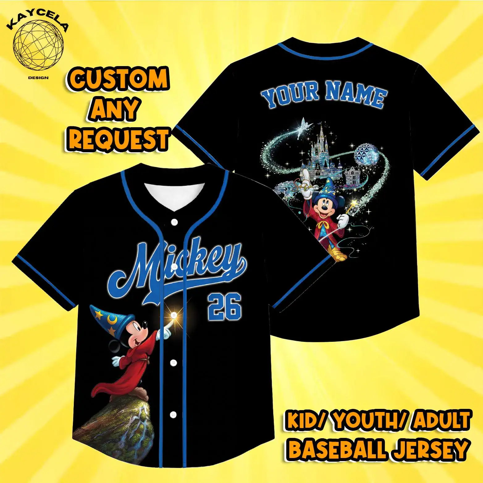 Disney Mickey Sorcerer Baseball Jersey, Disney Magic Sorcerer Mickey Wizard Mickey Jersey, Retro Wizard Mickey Shirt, Fantasia Mickey Jersey
