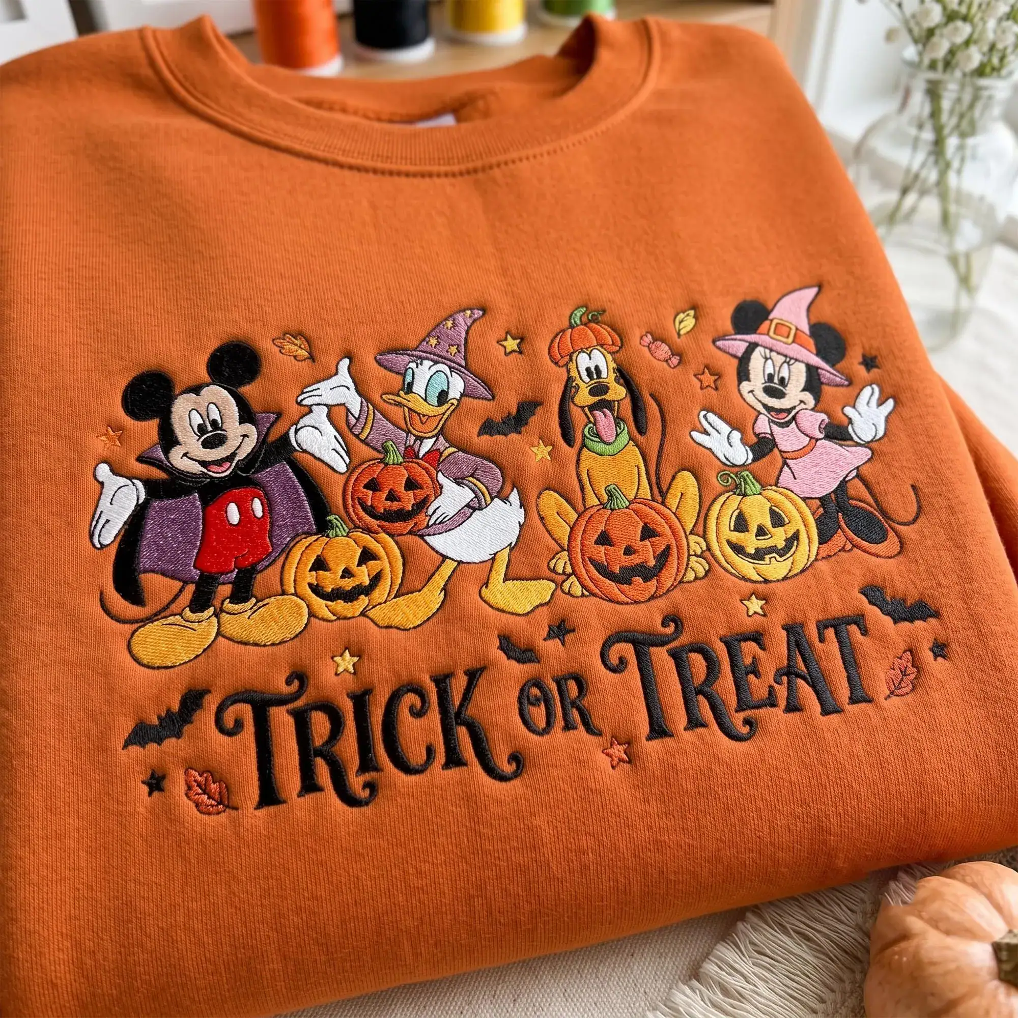Embroidered Cartoon Mouse and Friends Halloween Shirt, Magical Land Creepy Vibes Tee, Family Halloween Trip Shirt, Mouse Boo Spooky Shirt