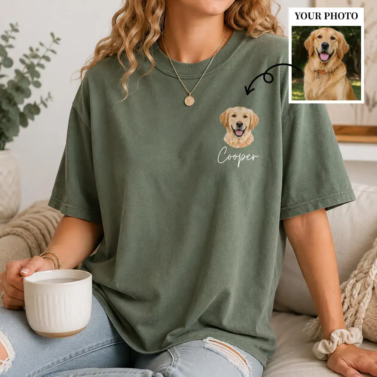 Custom Pet Shirt, Pet photo and name, Personalized Pet Portrait Shirt, Custom Dog Cat Graphic Tee, Pet Lover Gift, Dog Lover