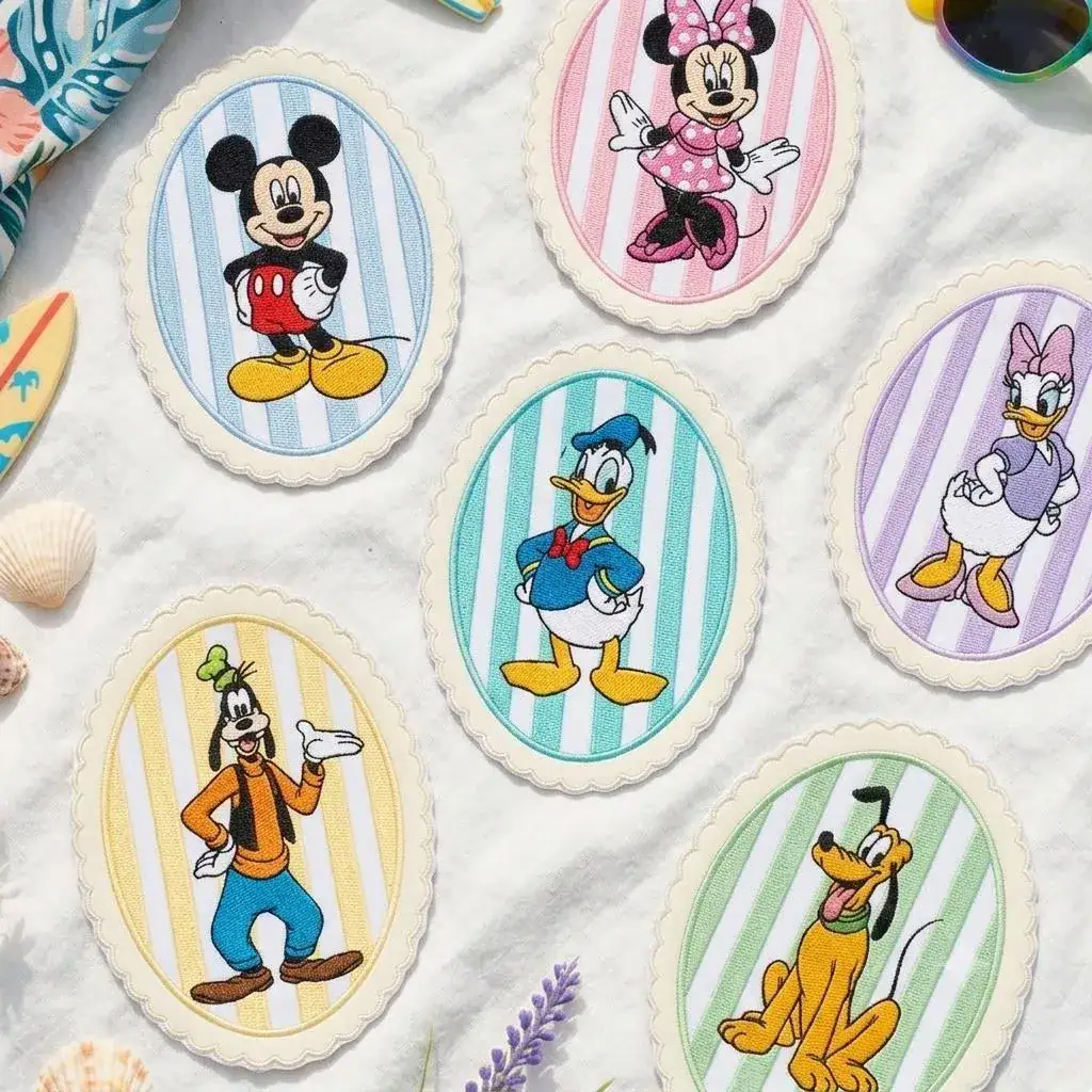 Embroidered Cartoon Mouse And Patches, Magical Land Iron-On Patches For Bag, Hat, Shirt, Pastel Cute Character Patch, Park Trip Gifts