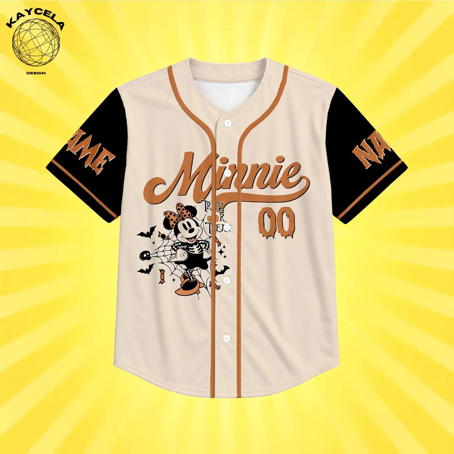 Disney Mickey Minnie Skeleton Couple Baseball Jersey, Custom Mickey Minnie Halloween Jersey, Family Matching Trick or Treat Shirt - Image 6