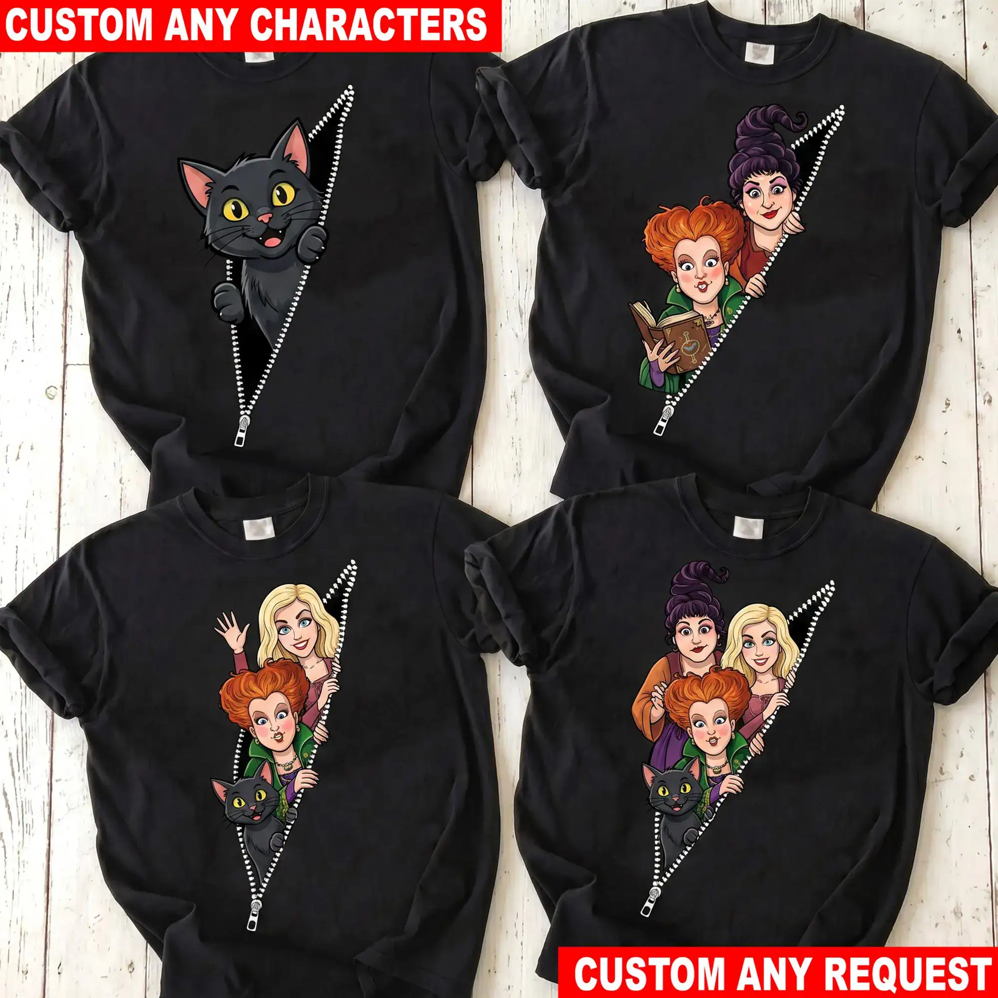 Hocus Pocus T-Shirt, DN Sanderson Sisters Shirt, Winifred Sarah Mary Tee, Binx Cat Shirt, Halloween Family Gift, Custom DN Tee