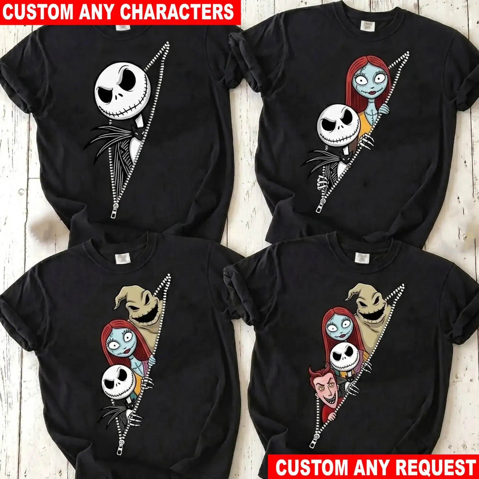 Nightmare Before Christmas T-Shirt, Jack Skellington Sally Oogie Boogie Shirt, Personalized Halloween Tee, DN Gothic Gift, Custom Shirt