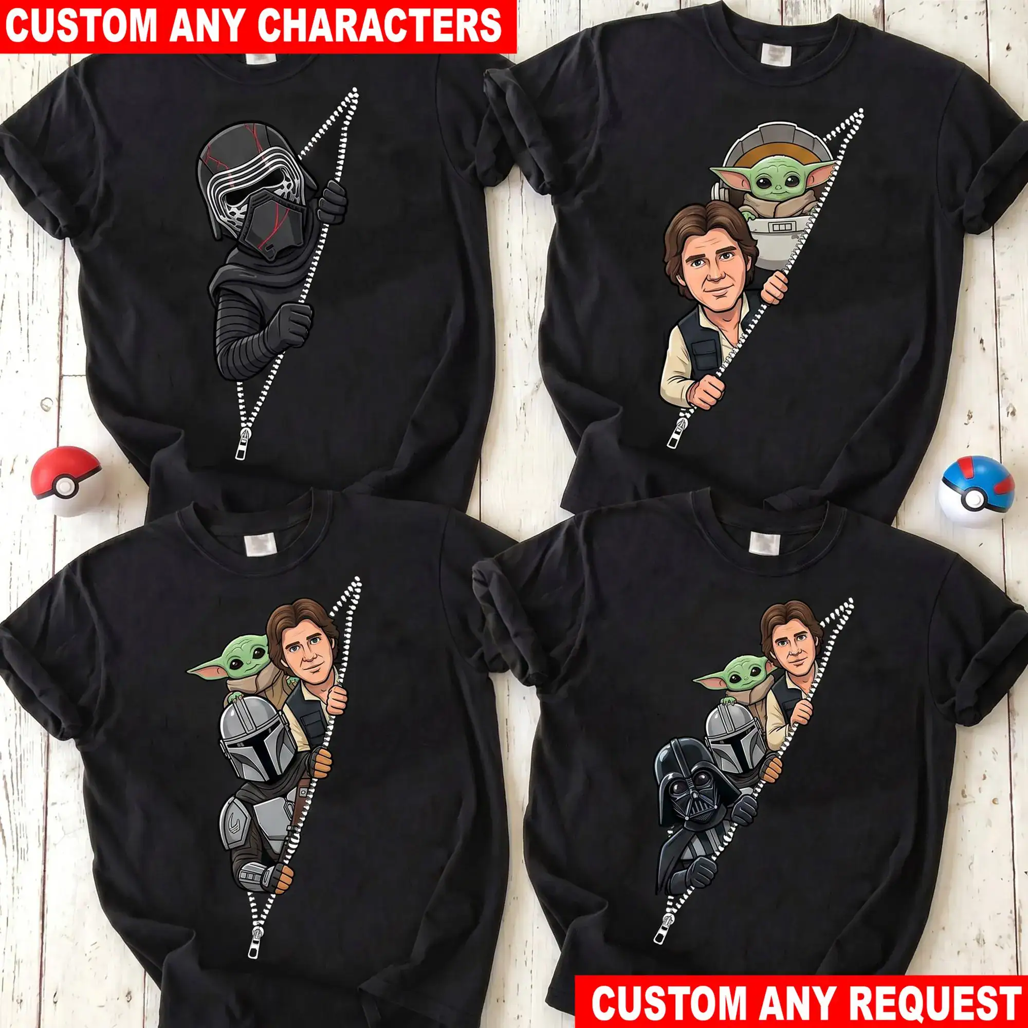 Star Wars T-Shirt, Personalized Darth Vader Grogu Mandalorian Kylo Ren Han Solo Shirt, Galaxy Gift, Custom Sci-Fi T-Shirt