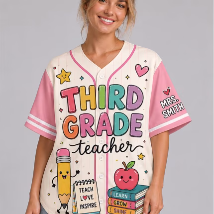 Custom Teacher Baseball Jersey, Personalized Grade Level & Name Shirt, Back to School Teacher Outfit, Cute Teacher Gift Idea, Teacher Gift - Image 2