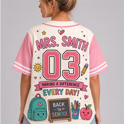 Custom Teacher Baseball Jersey, Personalized Grade Level & Name Shirt, Back to School Teacher Outfit, Cute Teacher Gift Idea, Teacher Gift - Image 3
