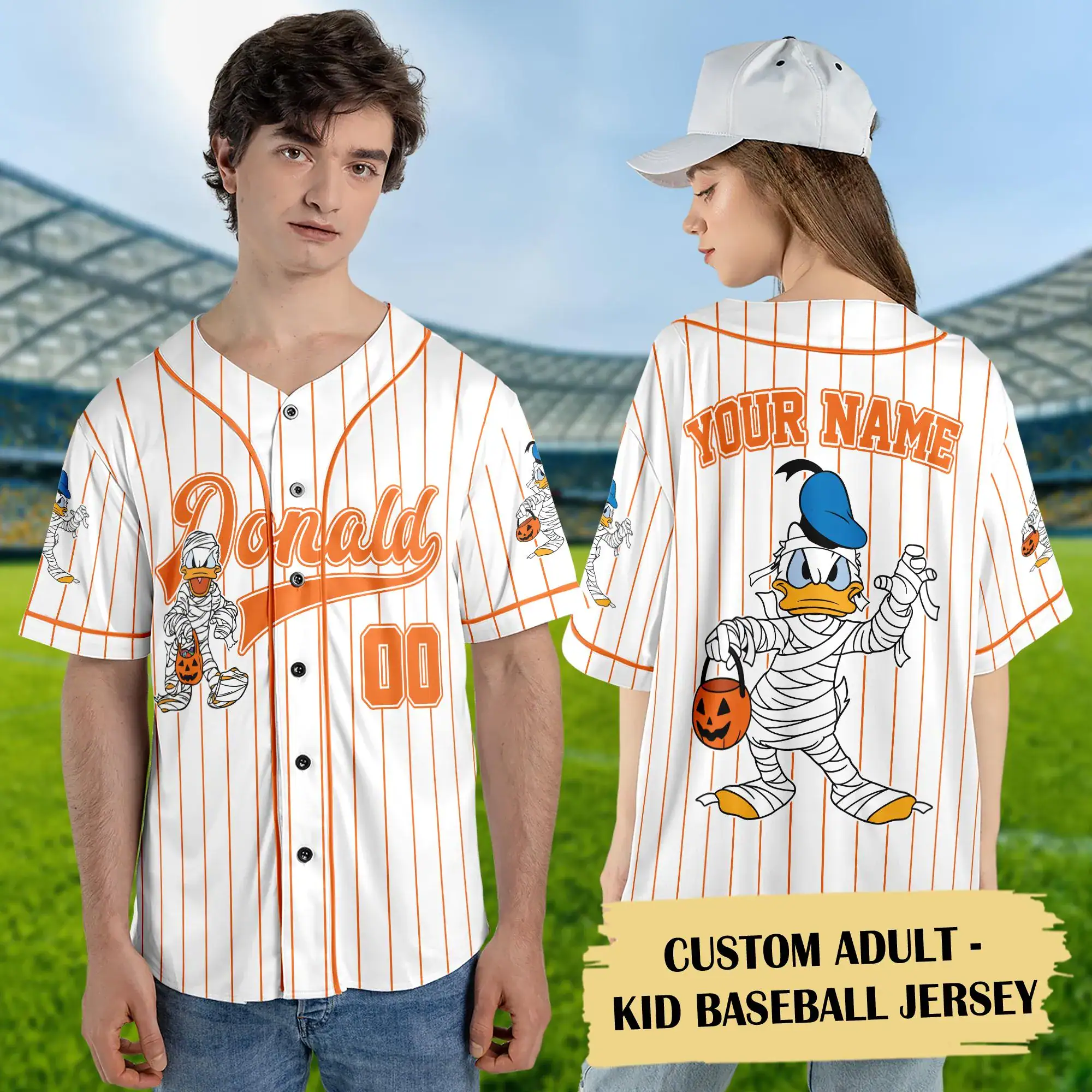 Custom Mickey And Friends Halloween Baseball Jersey, Personalized Baseball Team Jersey, Birthday Gift for Halloween Fans Family Party - Image 3