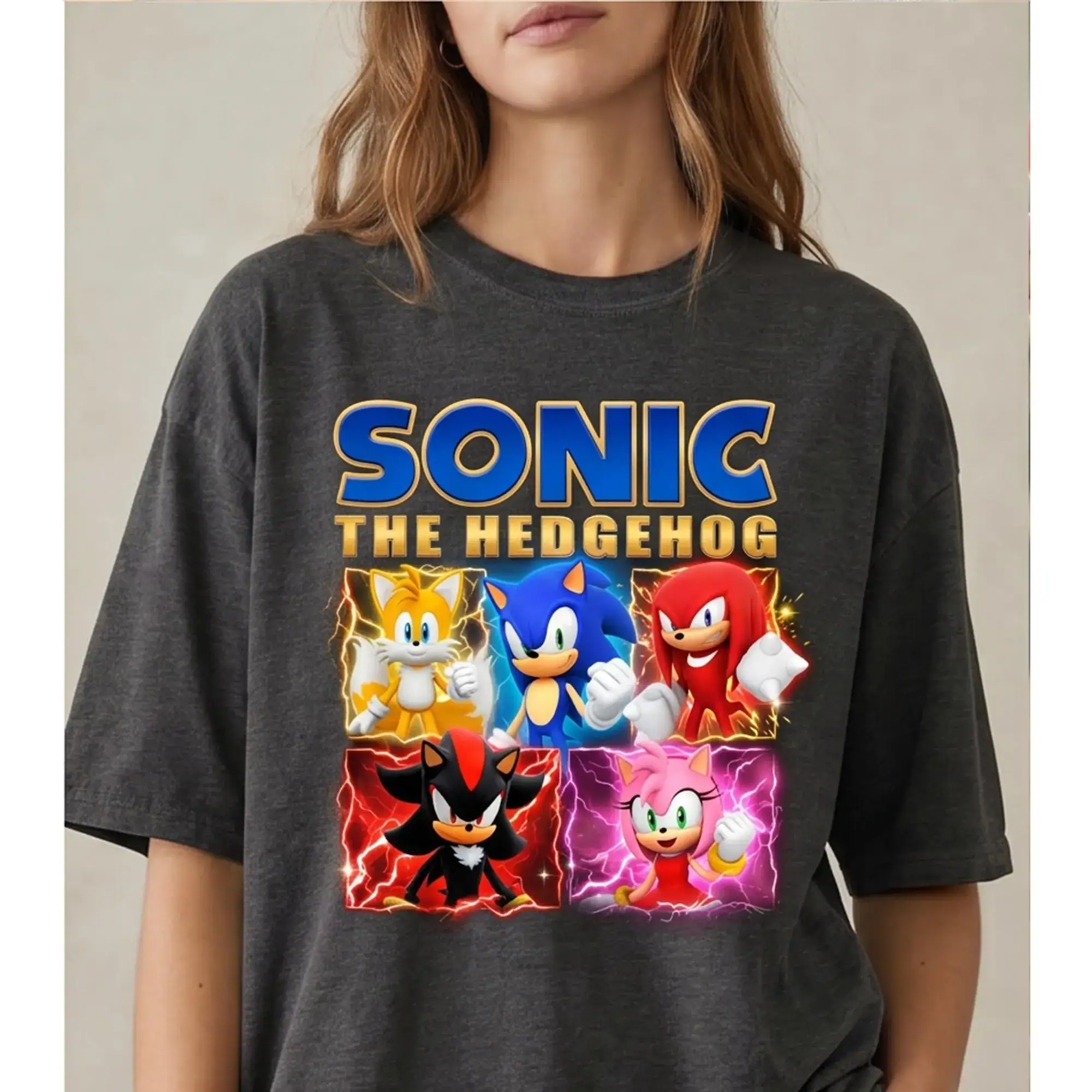 SN The Hedgehog Shirt, SN T-Shirt, SN Shadow Knuckles Tails Amy Rose Kids Shirt, Gamer Birthday Gift for Boys Girls