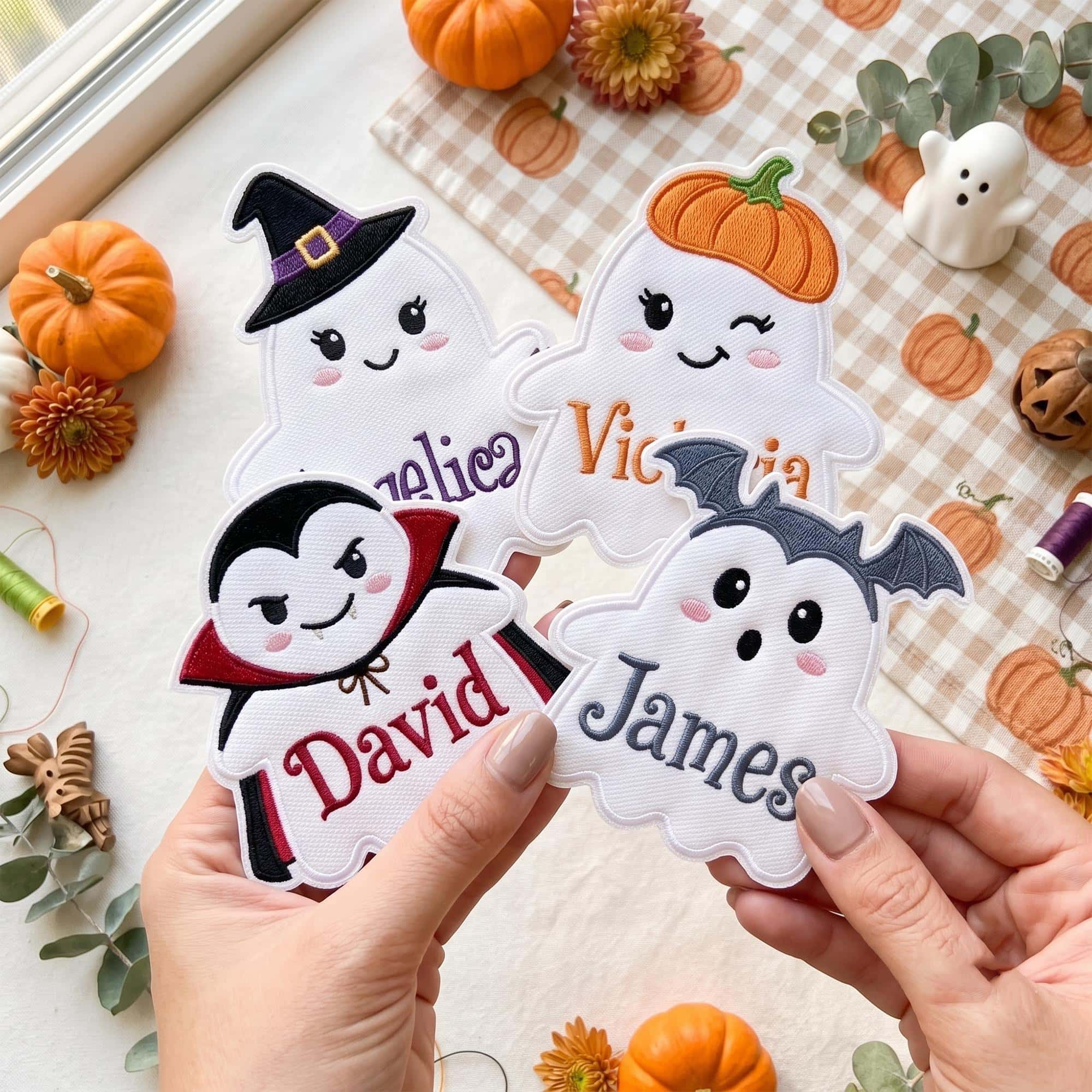 Personalized Halloween Ghost Embroidered Patch, Custom Name Iron On Patch, Cute Spooky Patch, Backpack Jacket Patch, Trick or Treat Gift