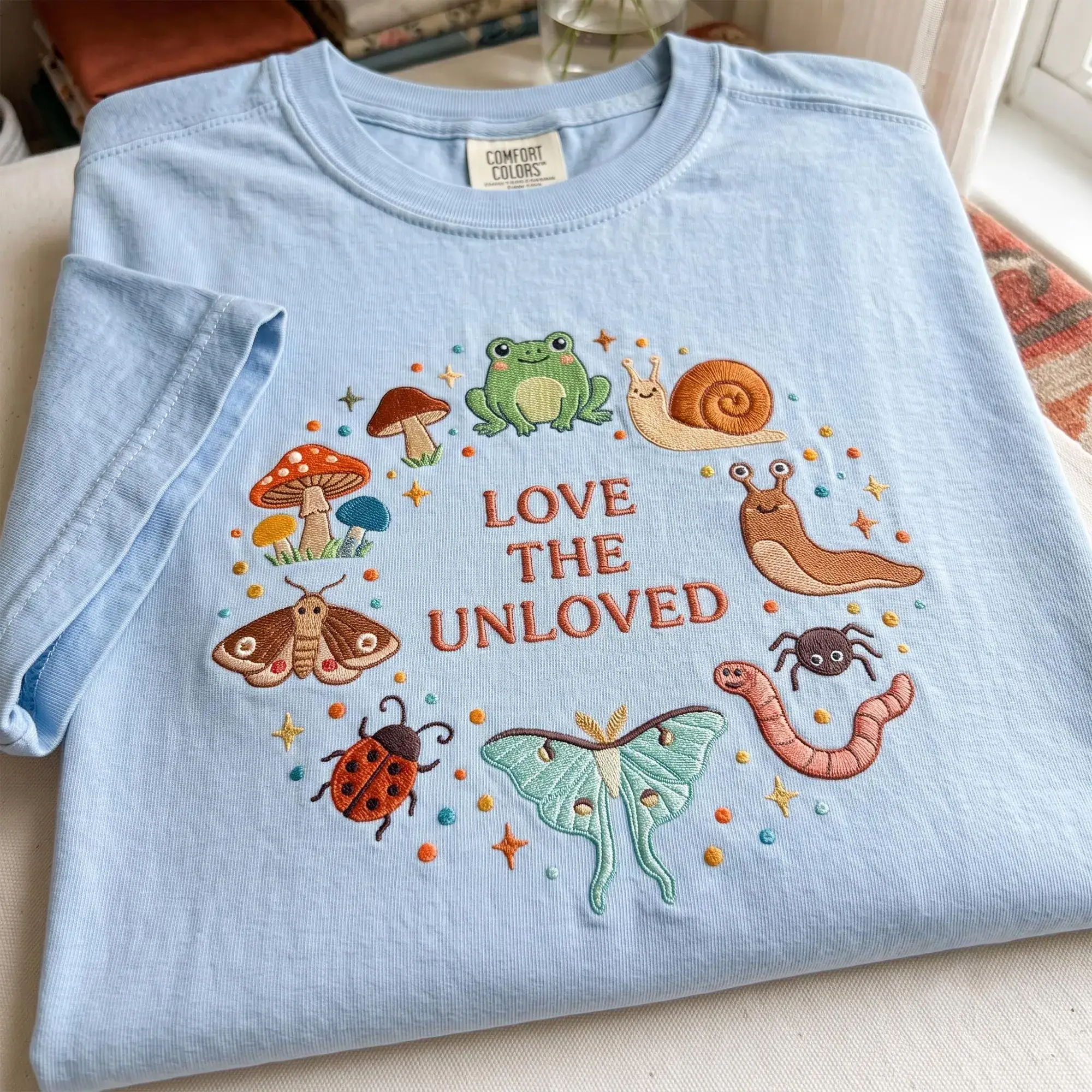 Love the Unloved Embroidered Comfort Colors Shirt, Cute Weird Animal Tee, Retro Entomology Style, Bug Lover Gift, Biology Teacher Shirt