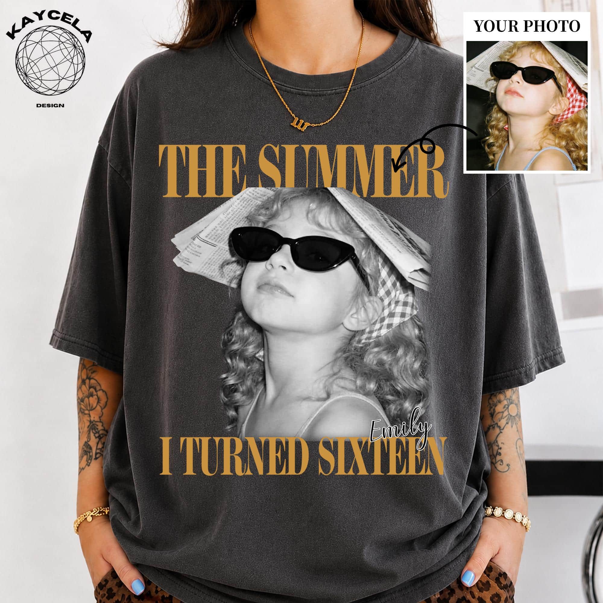 Personalized Vintage Photo The Summer I Turned 16 Shirt, Custom Sweet 16 Birthday Shirt, Retro Photo Birthday Tee Gift