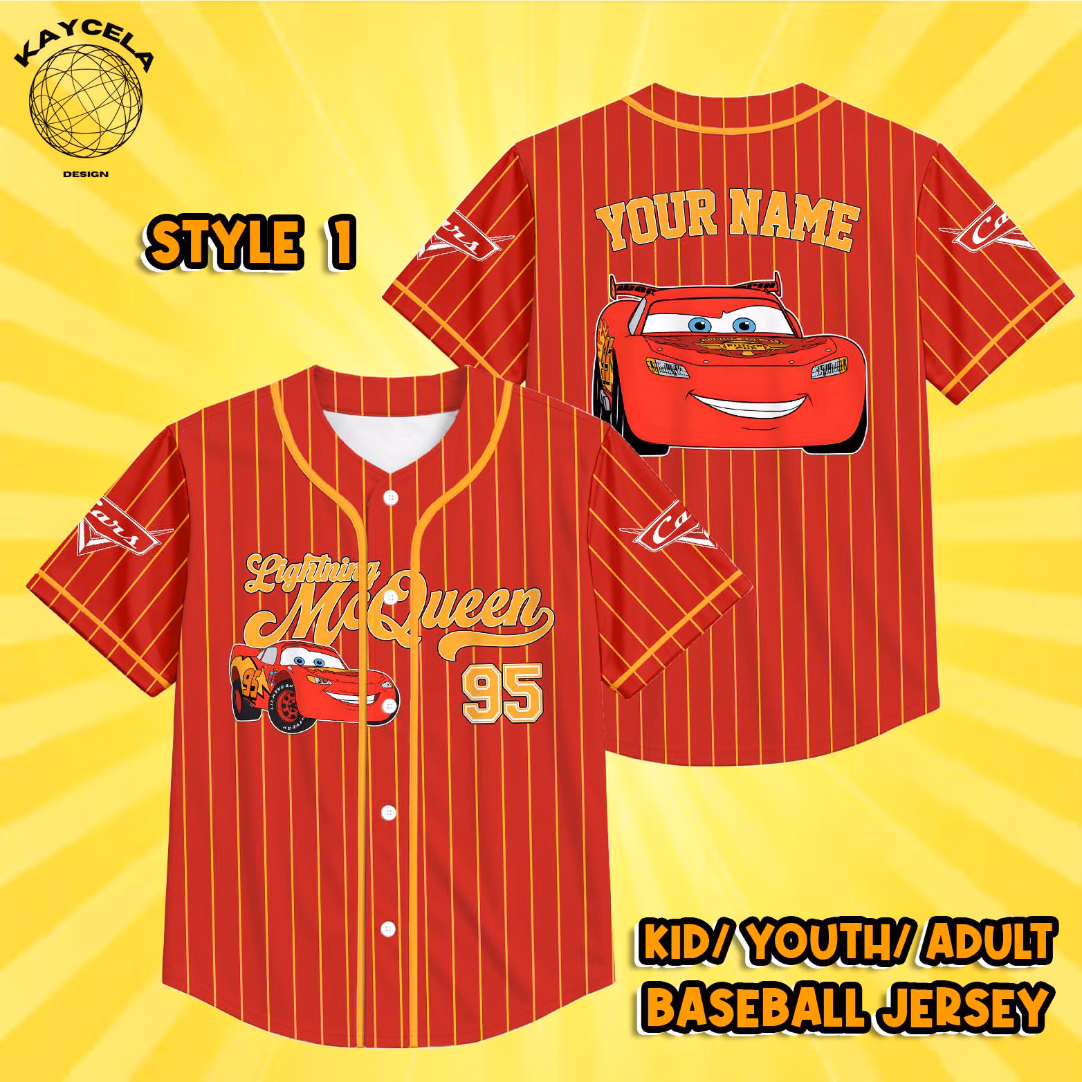 Custom Lightning McQueen Baseball Jersey, Custom Cars Baseball Shirt, Matching Trip Outfit, Disneyland Birthday Gift