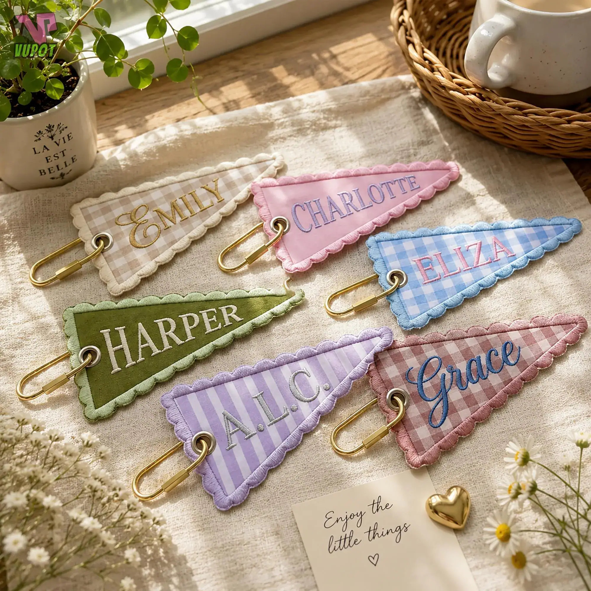 Embroidered Custom Name Pennant Keychain, Personalized Applique Patch Key Ring, Custom Backpack Tag, Colorful Bag Charm, Back To School Gift - Image 2